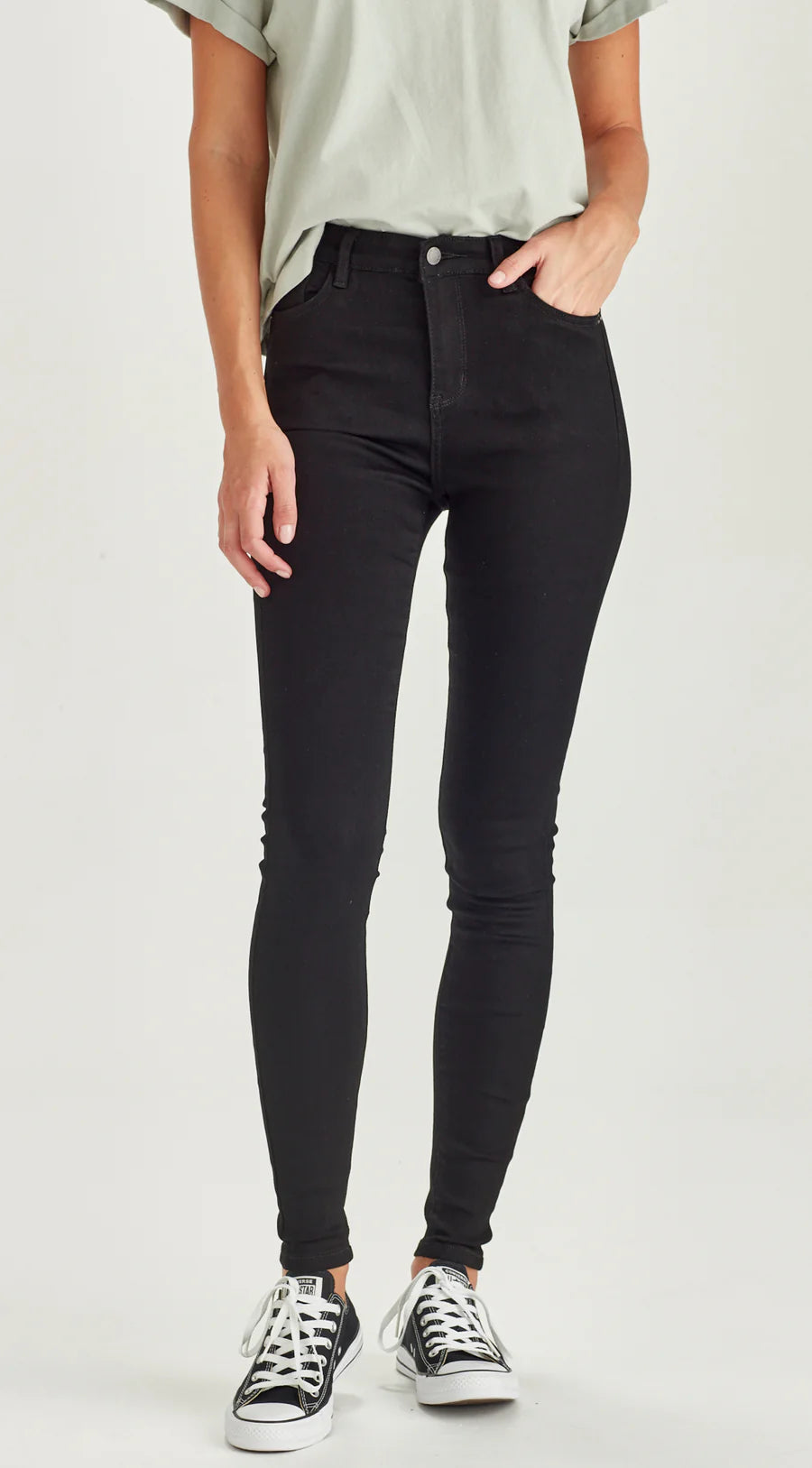 Rocker Tall Black Jeans for Women - High Waisted Skinny Denim Pants for Casual Wear & Night Out