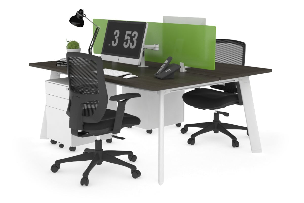 2-Person Workstation with White Frame - 1800L x 700W - Perfect for Office, Home Office, and Collaborative Workspaces