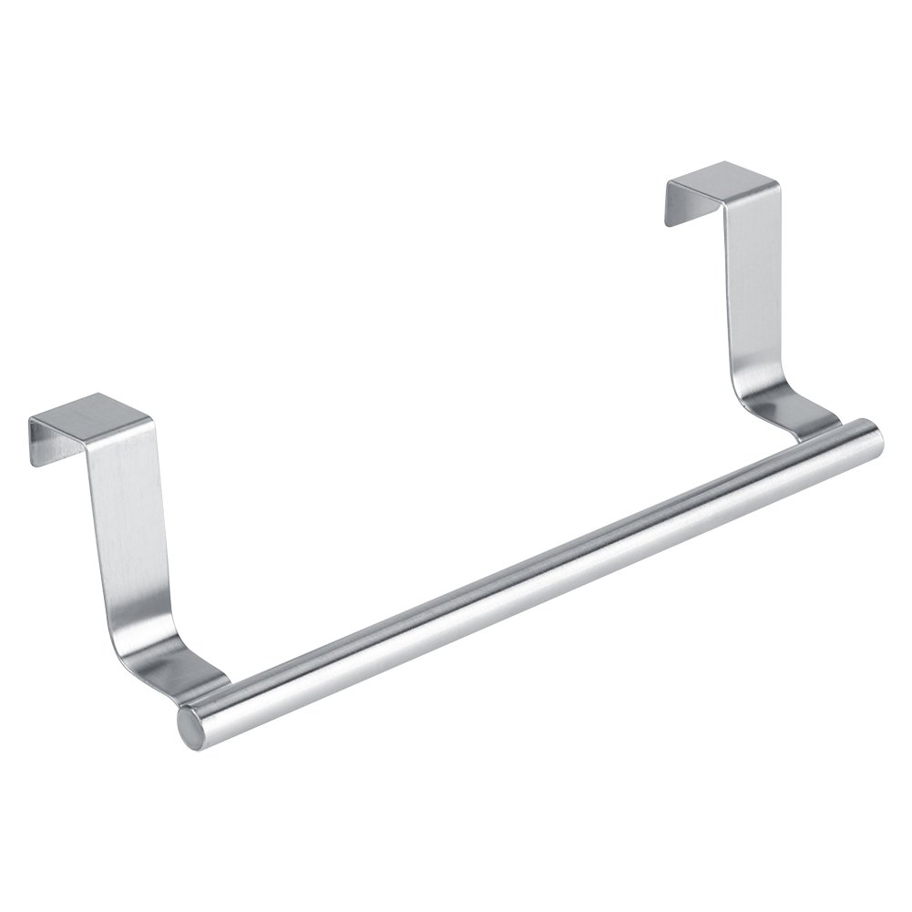 Decorative Stainless Steel Kitchen Over Cabinet Towel Bar - Short, for Bathroom Washcloths, Hand Towels, and Kitchen Dish Cloths, Hang Inside or Outside Doors - Perfect for Small Spaces and Compact Kitchens
