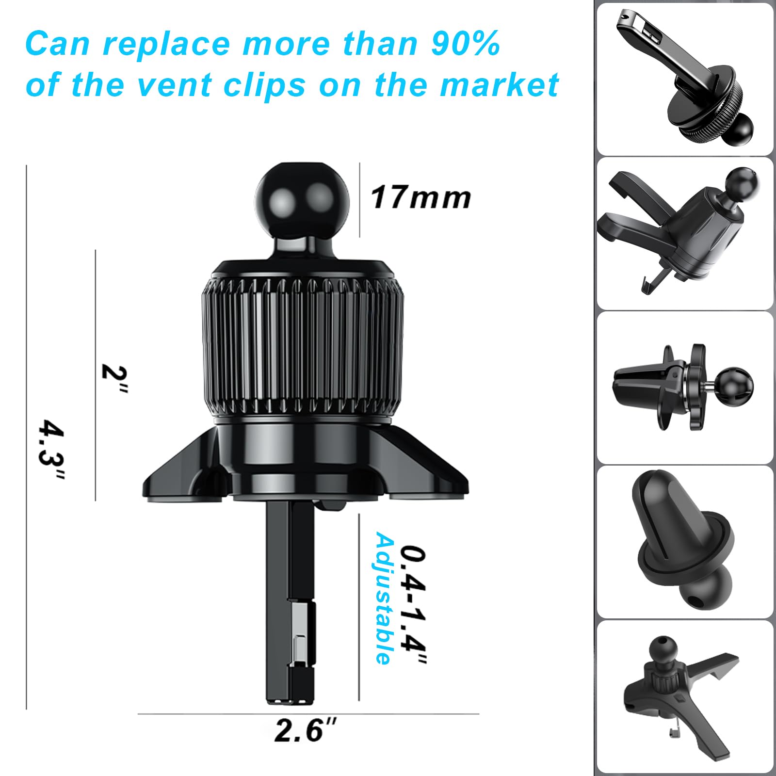 Universal Car Phone Mount - Foldable Aluminum Vent Clip Holder for iPhone, Samsung & More | Compatible with Mercedes, BMW, Lexus, Toyota, Ford, Chevrolet, Honda | Perfect for GPS Navigation, Hands-Free Calling & Road Trips