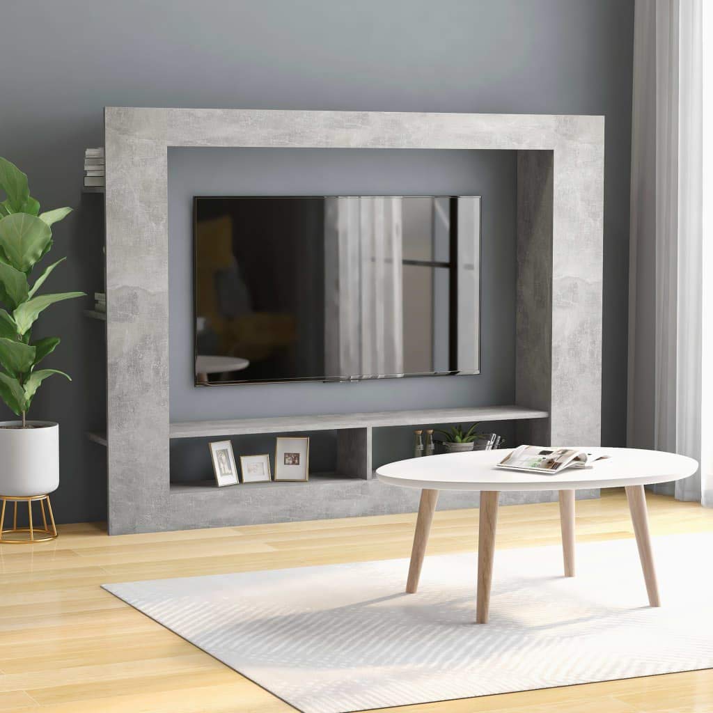 Modern Simple TV Stand & Entertainment Center for 45 Inch TVs - Wooden Media Console Table with Open Shelves & Side Storage - 59.8