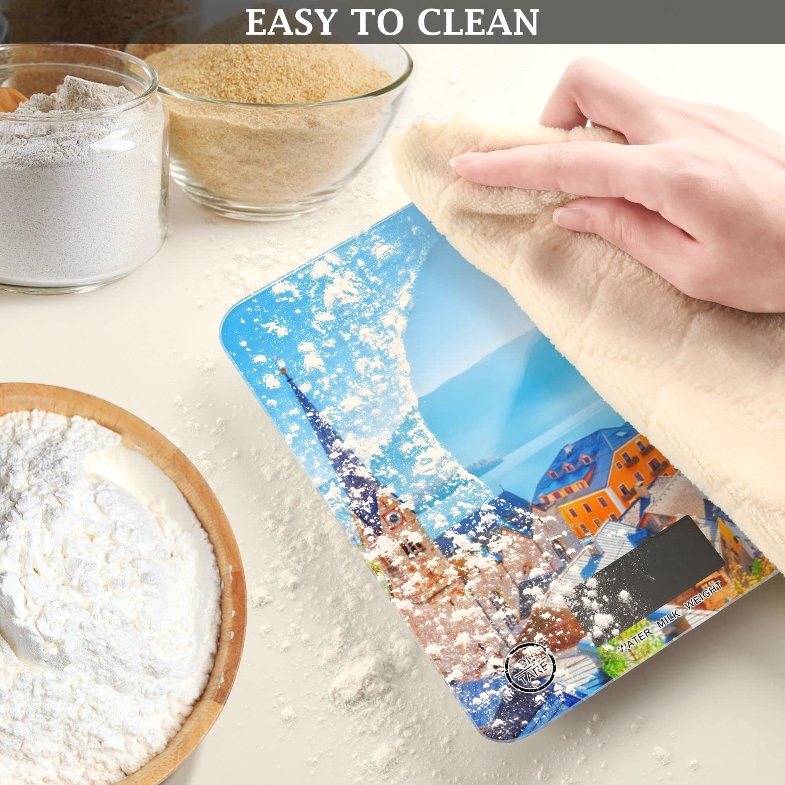 **Waterproof Digital Kitchen Scale - Ounces & Grams for Cooking, Baking, Weight Loss | Hallstatt-Inspired Historical Design | Perfect for Home, Restaurant & Meal Prep**