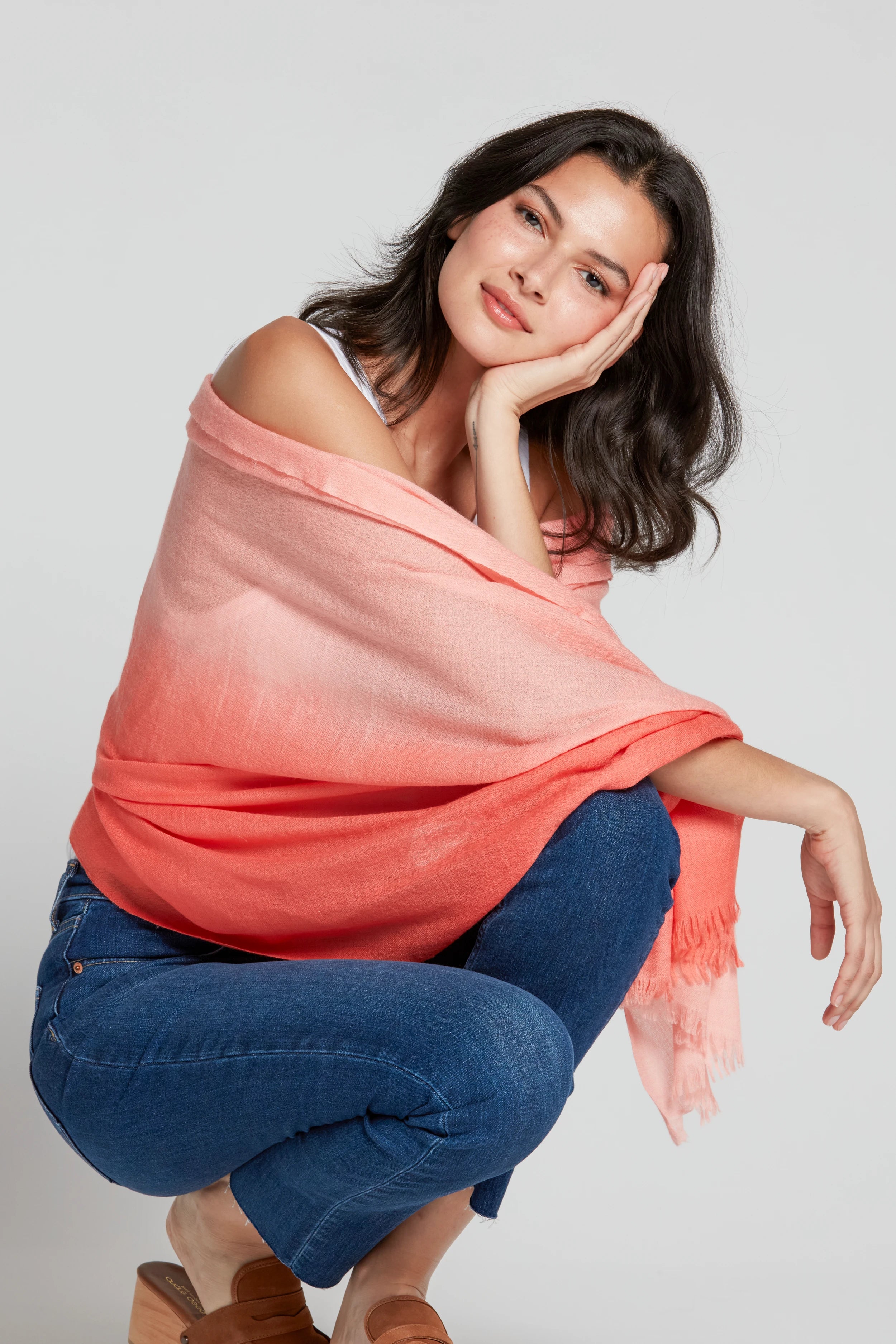 Essential Wrap Scarf - Soft Coral Knit Wrap for Women | Perfect for Travel, Office & Casual Outfits
