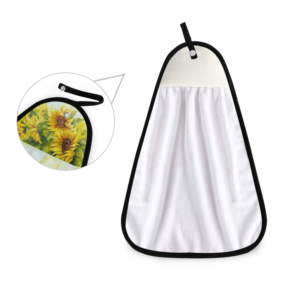 Vikko Sunflower Kitchen Towel - Absorbent Hanging Dish Cloth for Kitchen & Bathroom - Perfect for Drying Dishes, Cleaning Countertops, and Hand Drying