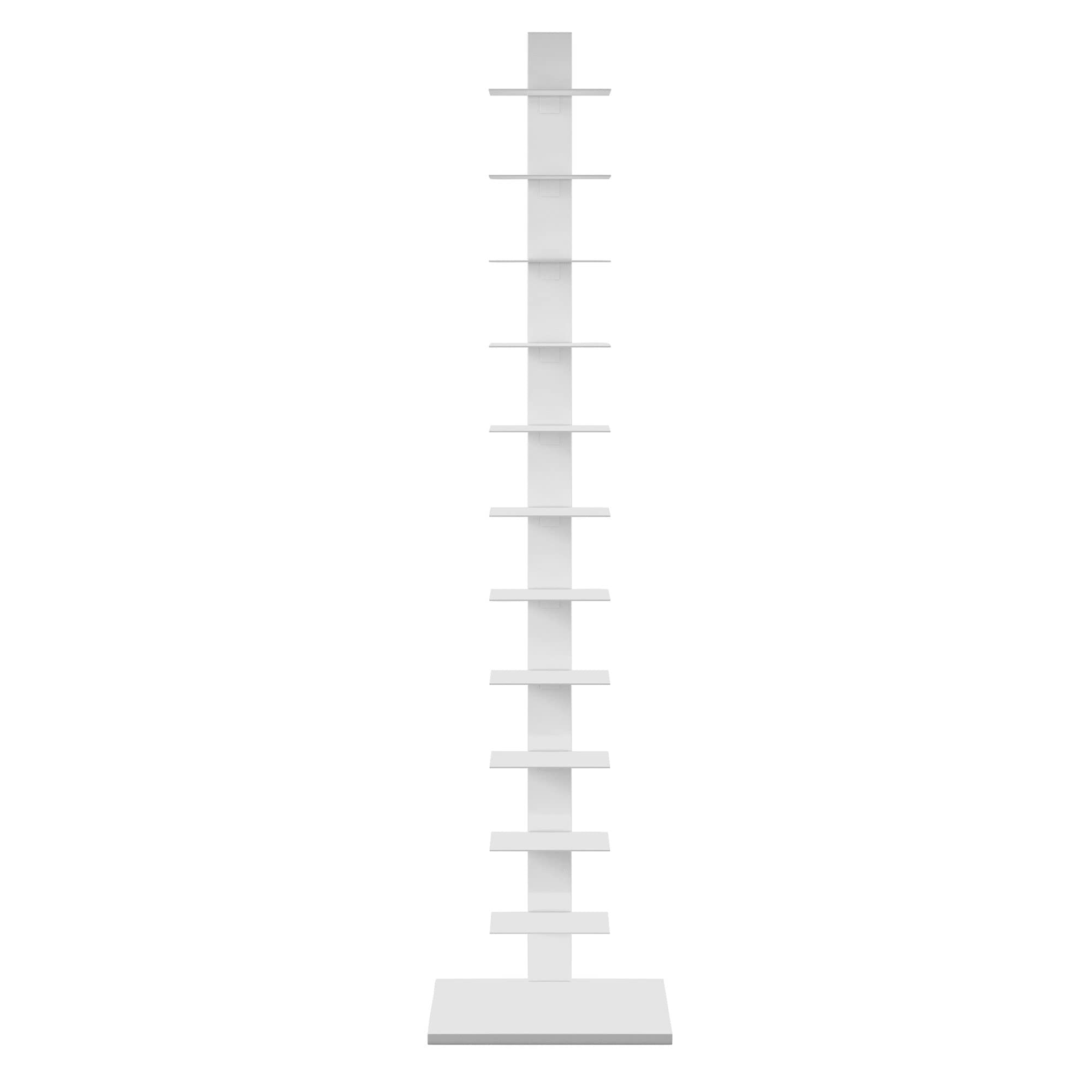 SEI Furniture Stewartby Spine Tower Shelf - White, Modern Bookcase for Living Room, Bedroom & Office Storage, Space-Saving Organizer for Books, Decor & Essentials