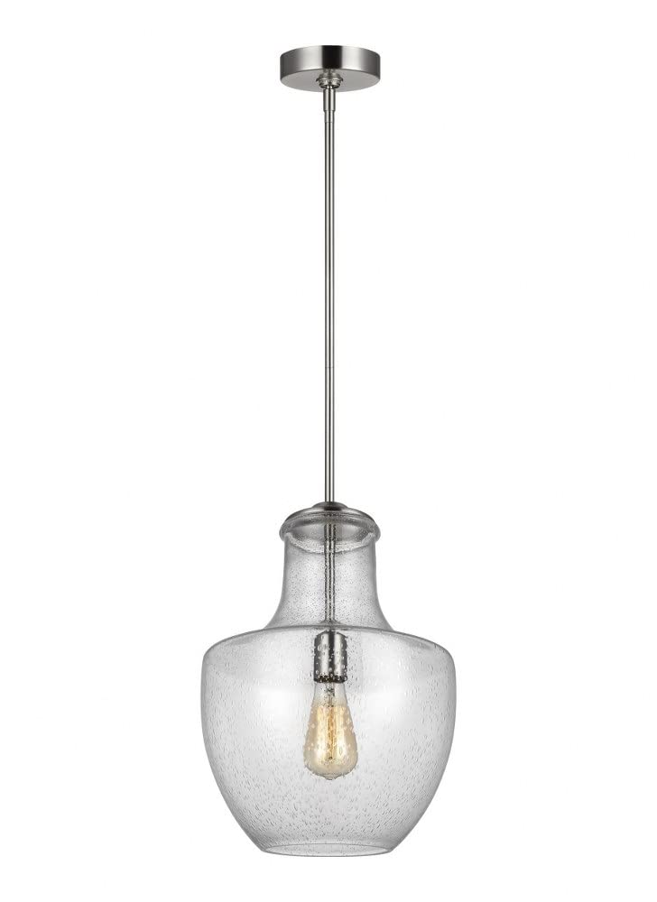 Sea Gull Lighting P1461SN Baylor One Light Pendant in Satin Nickel Finish - Modern Ceiling Light Fixture for Kitchen, Dining Room, or Entryway