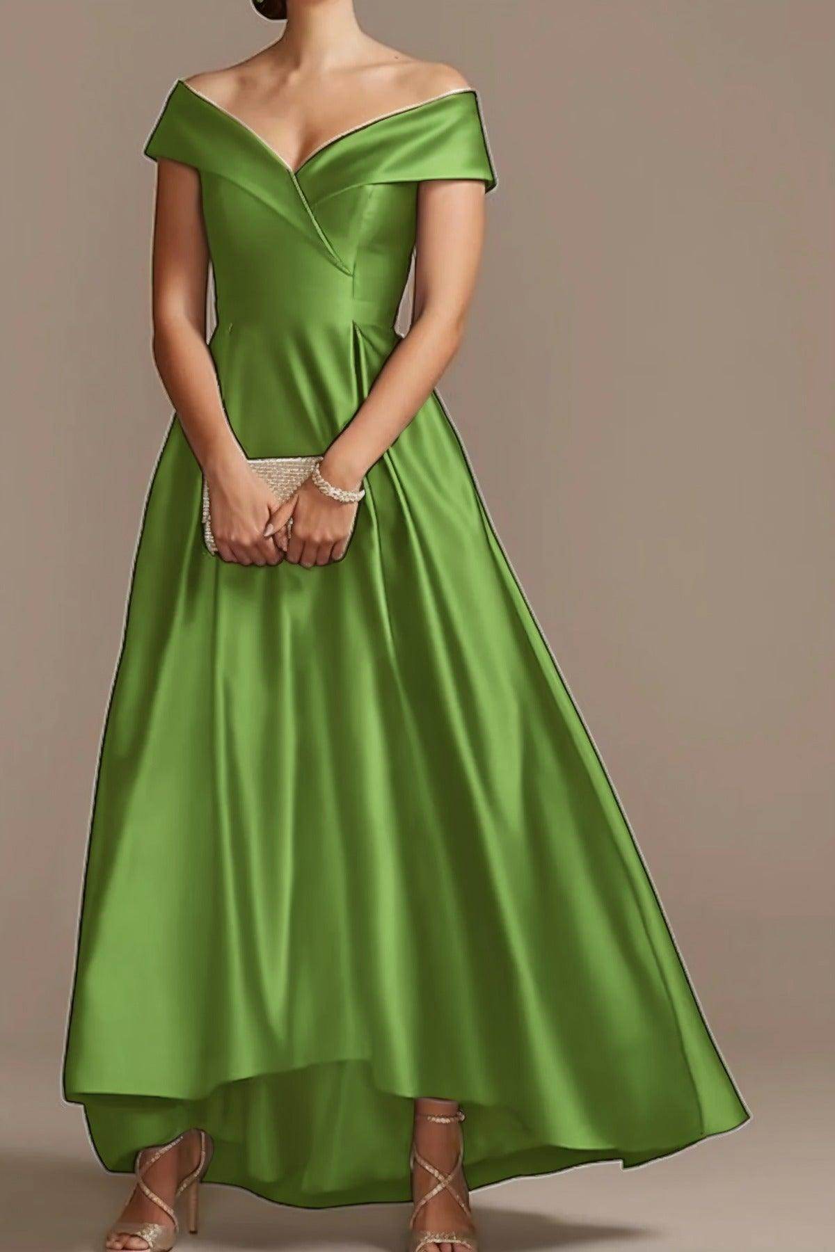 Elegant High-Low Ankle Length Satin Mother of the Bride Dress CM0078 - Perfect for Weddings, Formal Events & Special Occasions