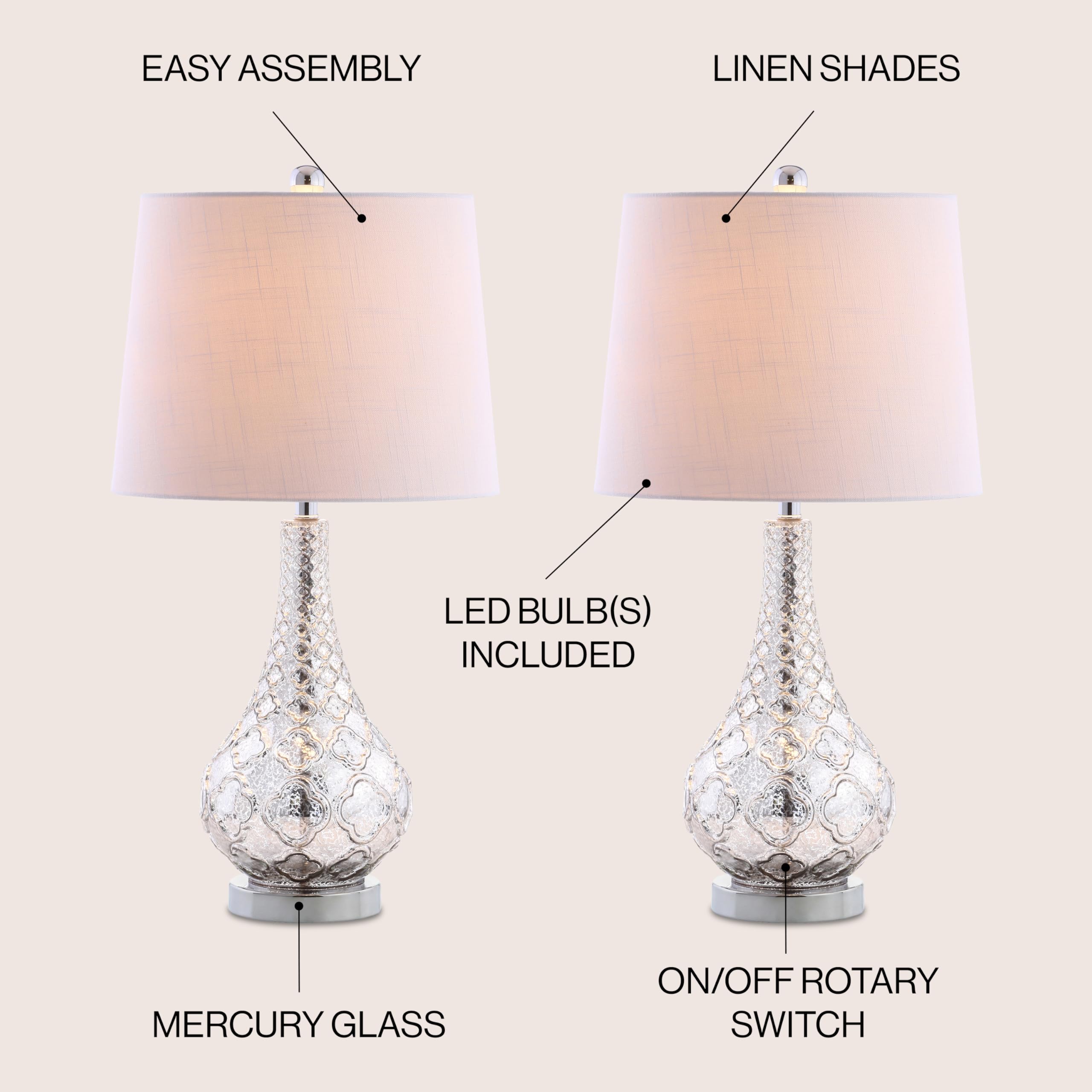 Jonathan Y JYL1077A-SET2 Set of 2 Modern LED Table Lamps - 25.5