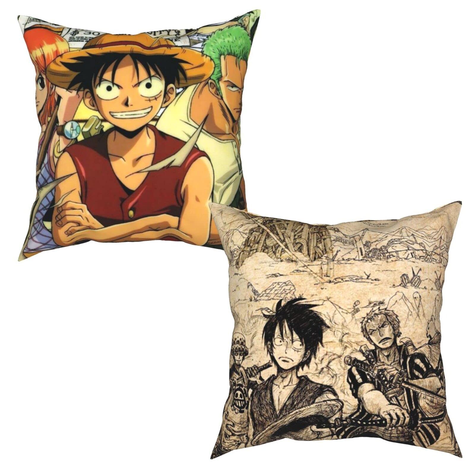 Japanese Anime Throw Pillow Covers 18x18 Inches - Set of 2 Square Decorative Pillow Cases for Couch, Sofa & Bed - Perfect Gift for Anime Fans, Women, Men, Kids - Home Decor Accessories for Living Room, Bedroom & Dorm