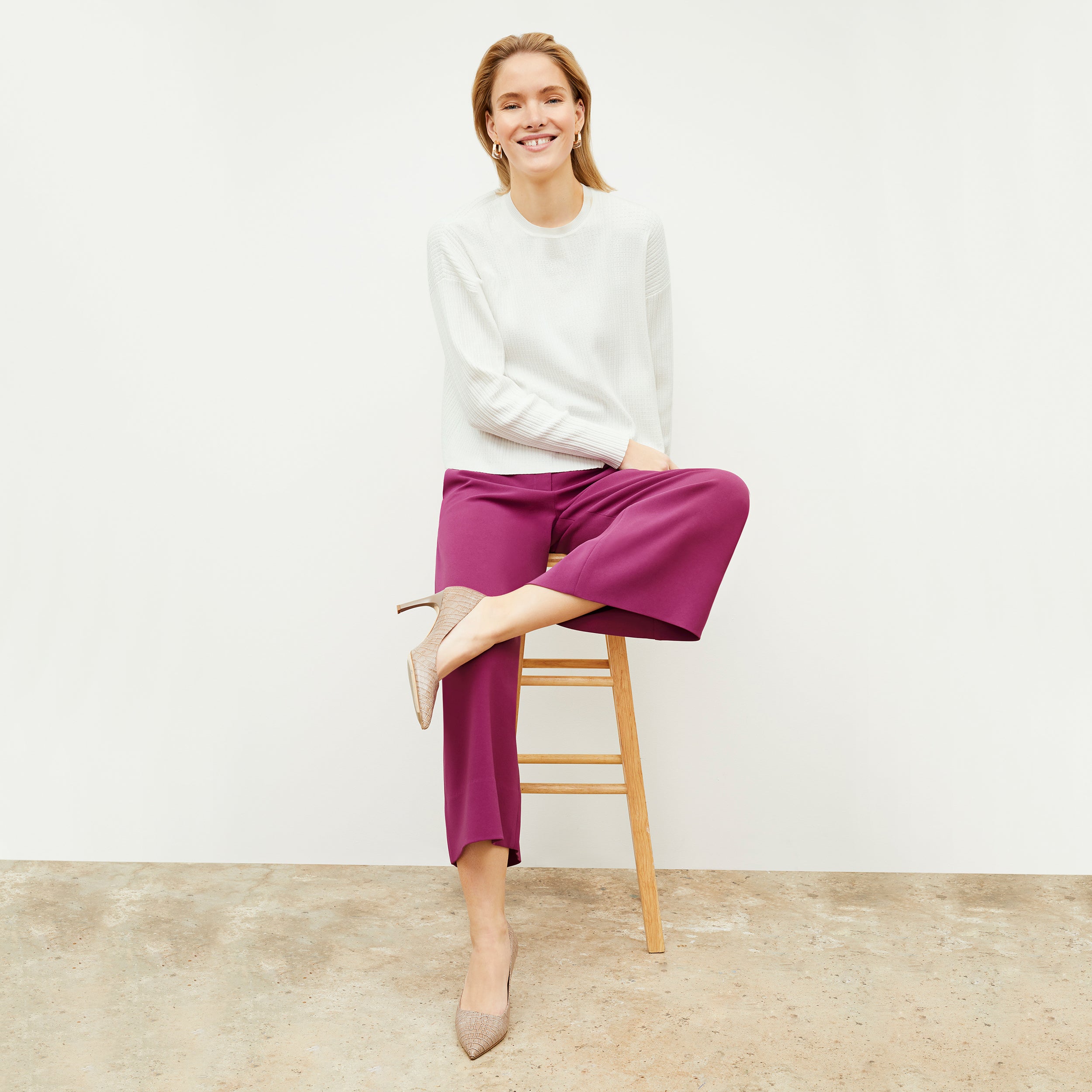 Eco-Friendly Heavy Crepe Culotte Pants in Berry Color - Perfect for Casual Wear, Office Outfits & Sustainable Fashion