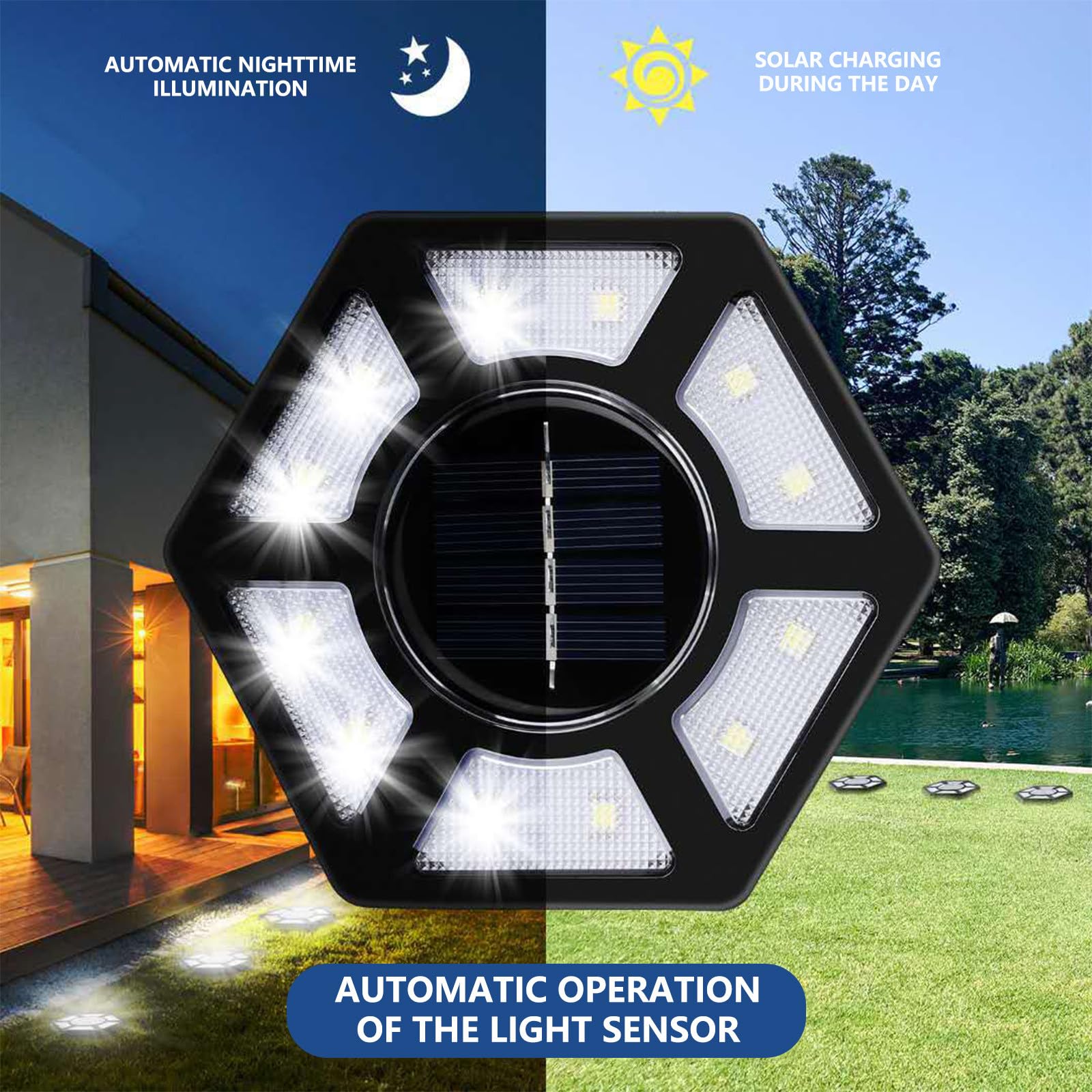 Solar Powered Outdoor Ground Lights - 12 Pack Automatic Motion Sensor LED Pathway Lights for Garden, Patio, Lawns & Walkways | Weatherproof Landscape Lighting for Driveways, Yards & Outdoor Decor