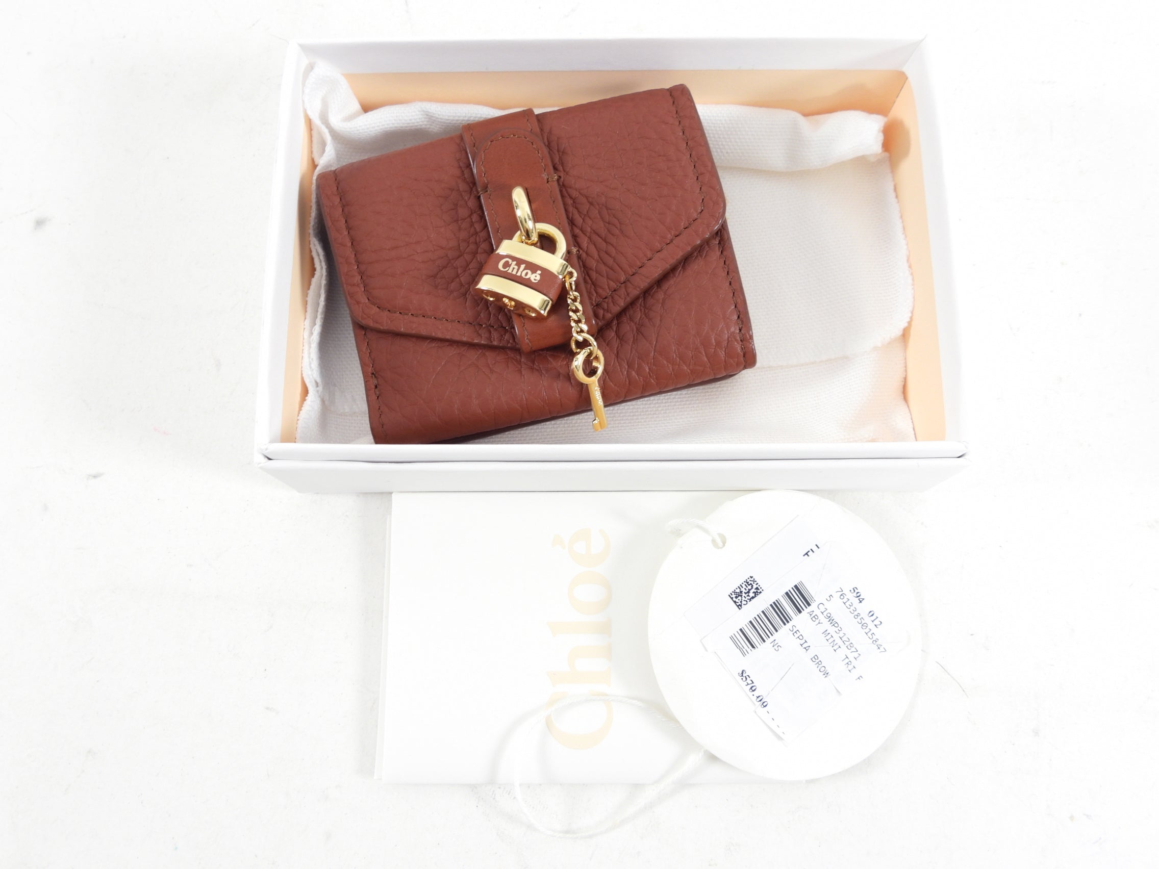 Chloe Small Brown Leather Paddington Padlock Wallet - Stylish Crossbody Wallet for Women, Perfect for Everyday Use, Travel & Shopping