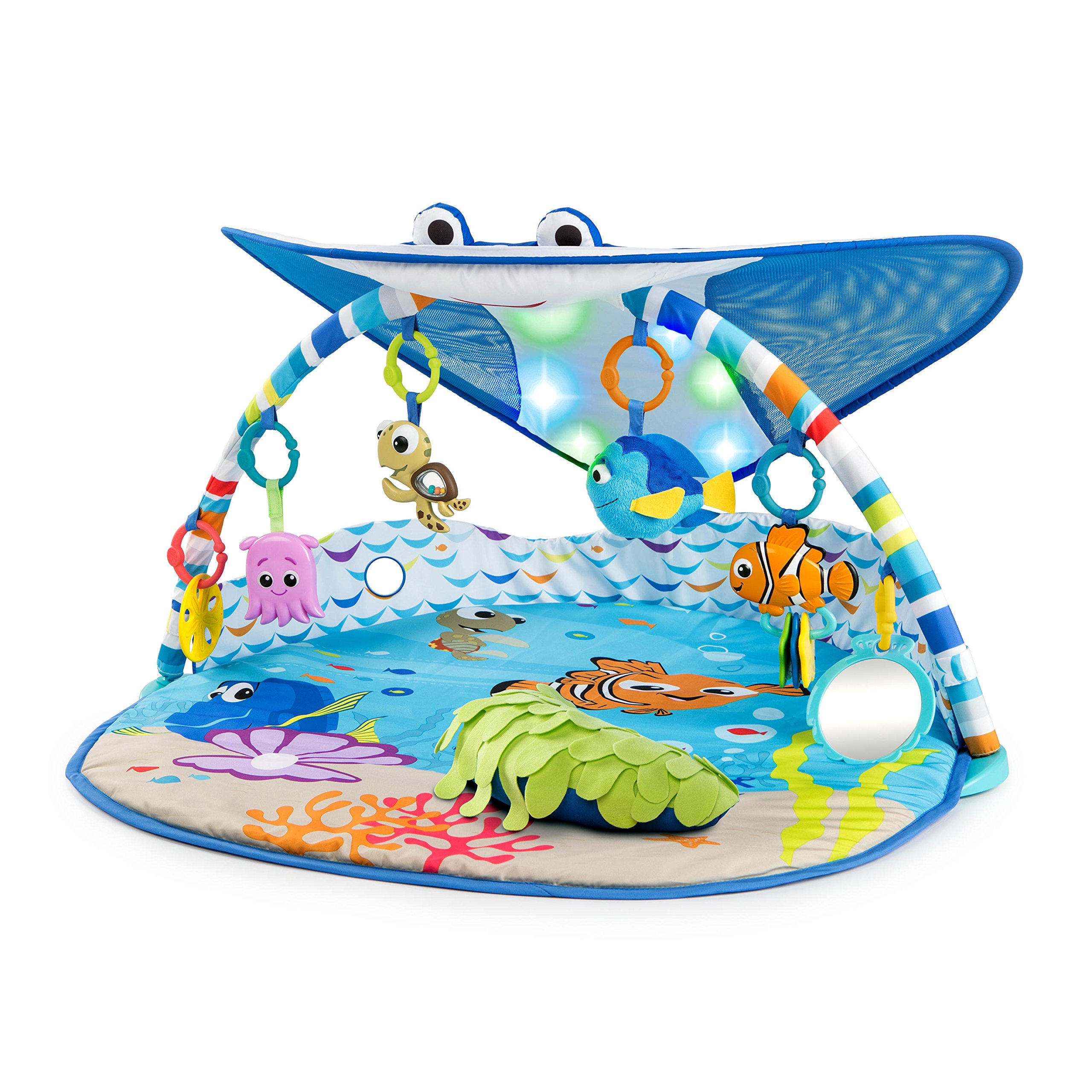 Bright Starts Disney Baby Finding Nemo Sea of Activities Jumper for Infants 6+ Months & Mr. Ray Ocean Lights Music Play Gym for Newborns - Interactive Baby Toys for Developmental Play, Nursery Decor, and Disney-Themed Gift Ideas