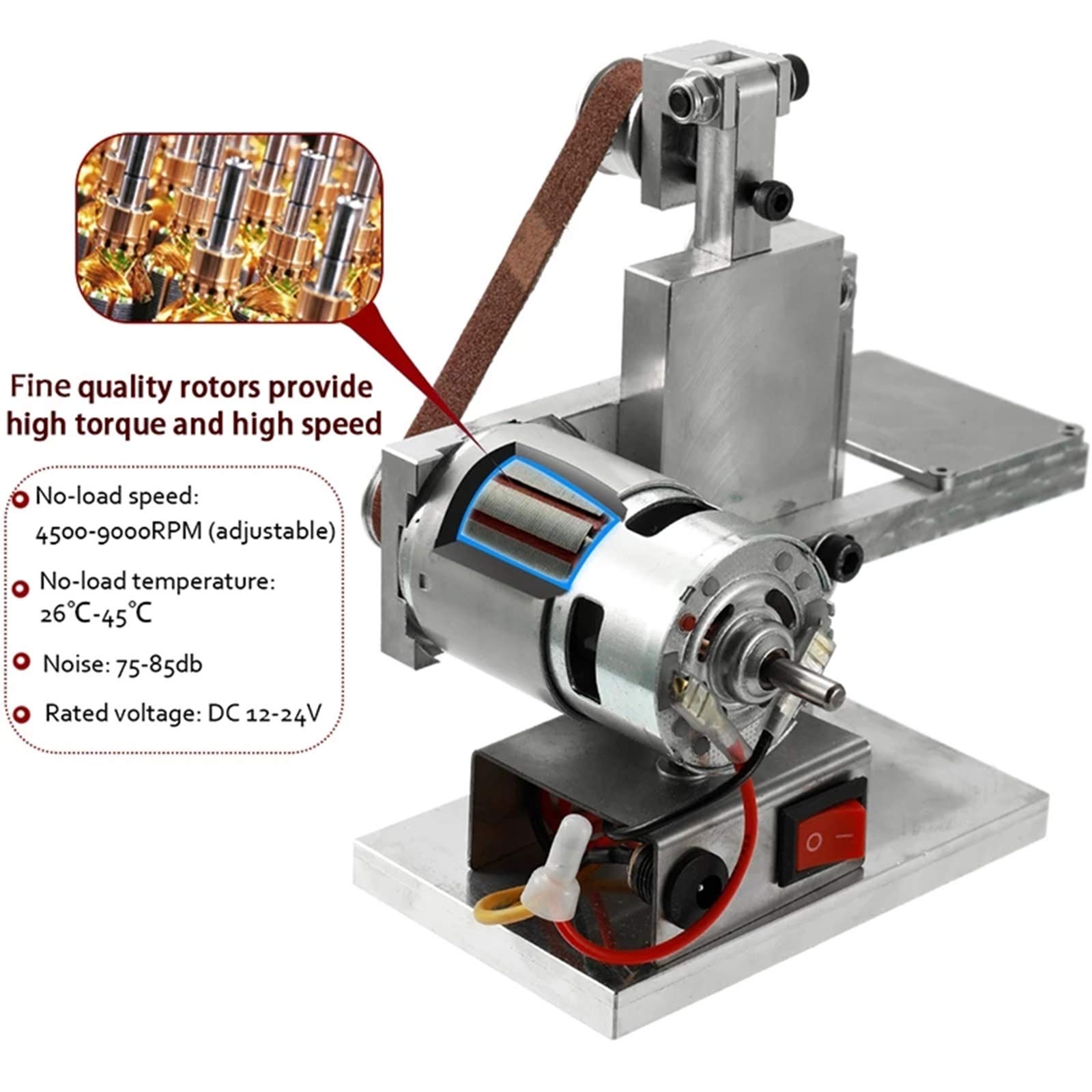 Electric Belt Sander Machine - 7 Speed Adjustable DIY Mini Belt Sander for Sharpening, Polishing & Grinding - Perfect for Plastic, Aluminum, Iron, Steel & Metal - Ideal for Home Workshops, Woodworking & DIY Projects