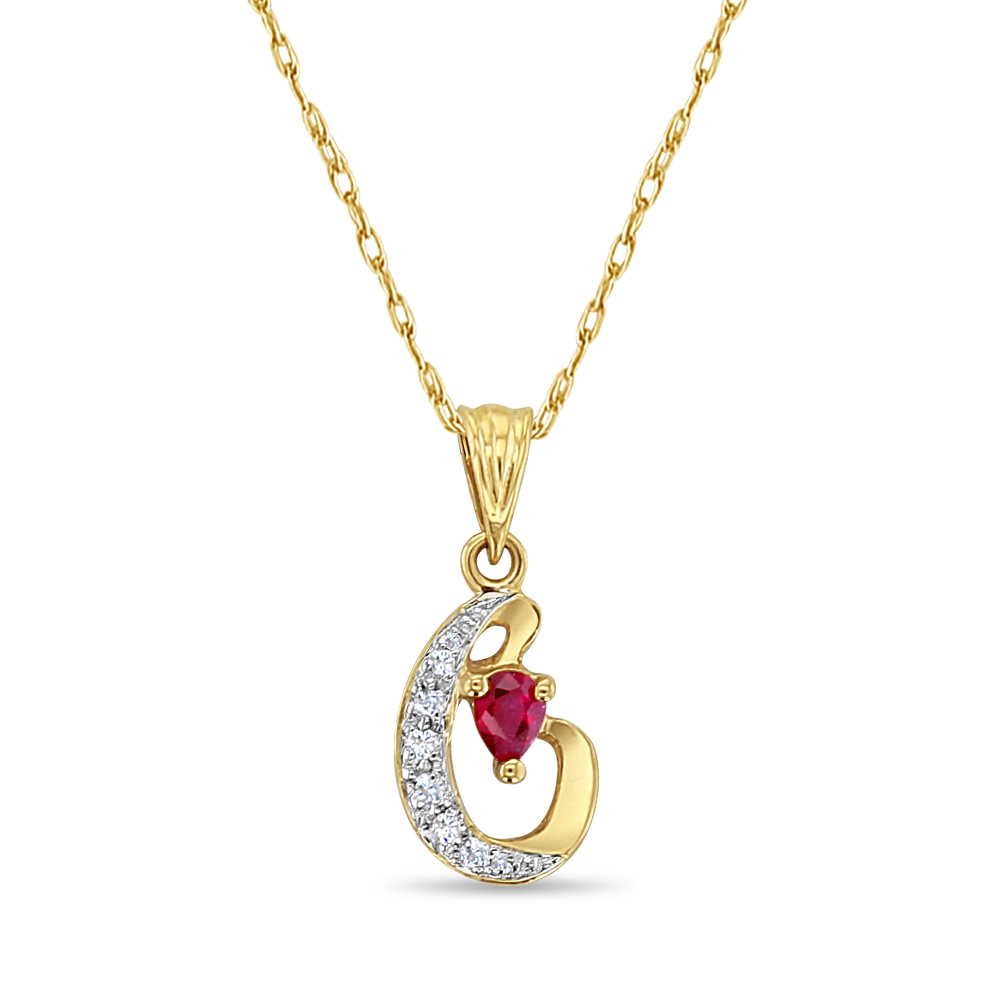 Exquisite Pear-Shaped Ruby Pendant Necklace with Diamond Accents - Elegant Jewelry for Women, Perfect for Weddings, Anniversaries & Special Occasions