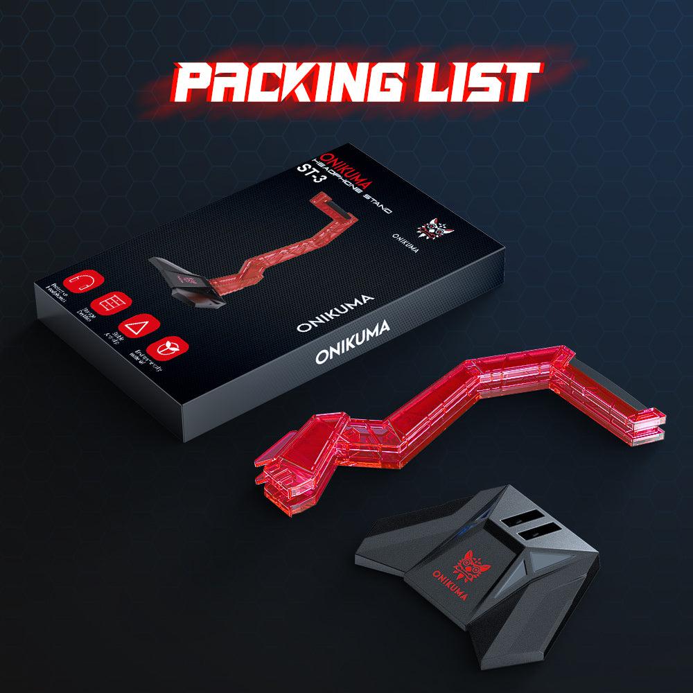 ONIKUMA ST 3 Acrylic Gaming Headset Stand with Hook - Perfect for Desk Organization & Headphone Storage for Gamers