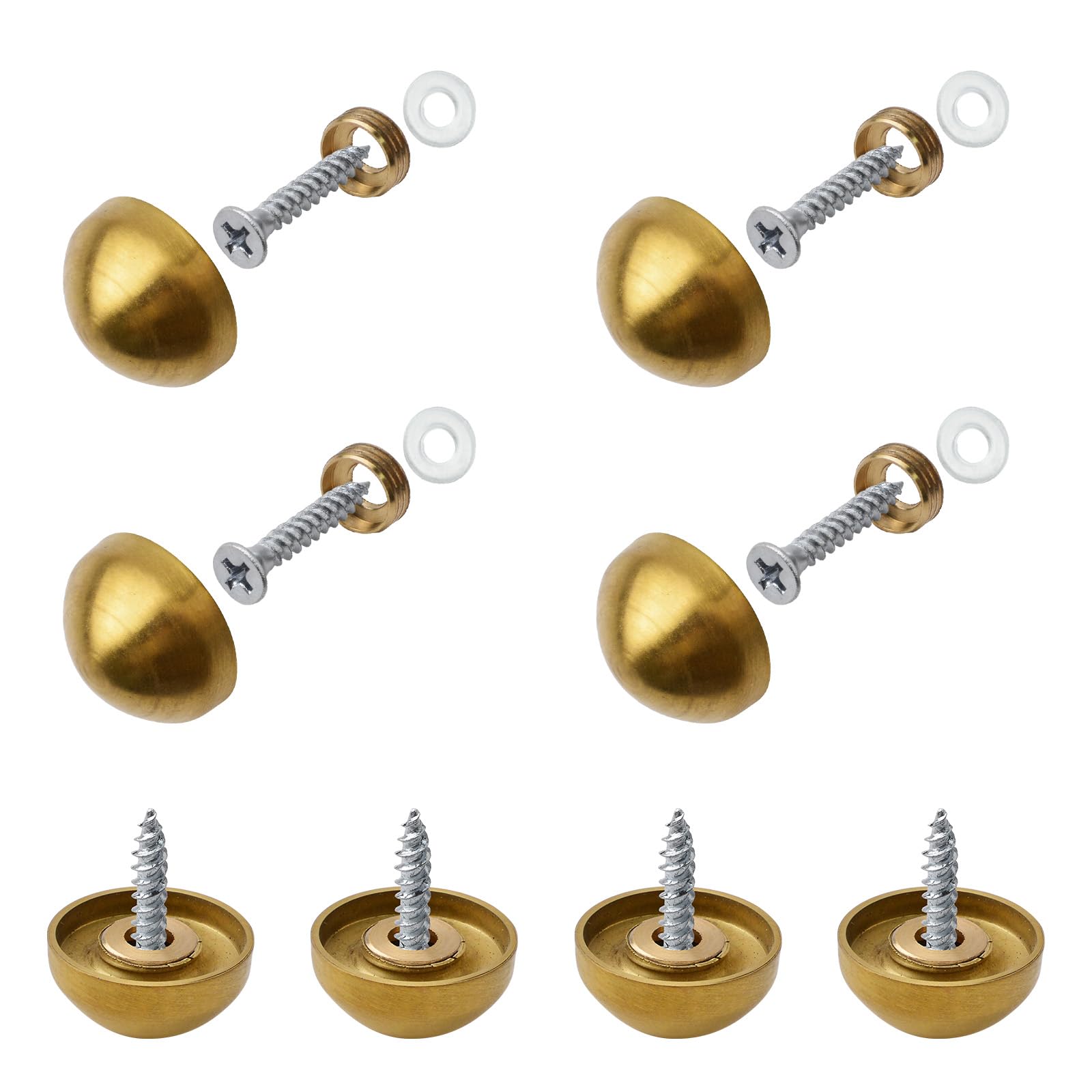INCREWAY 20 Sets 20mm Golden Hemispherical Mirror Screws - Zinc Alloy Thick Decorative Cover Nails for Wall Mirrors, Bathroom Vanities & Home Decor