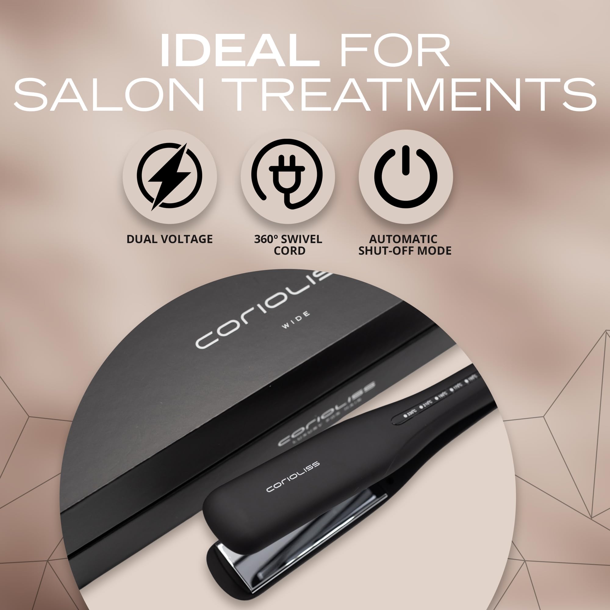 Professional Corioliss Hair Straightener for Women - Extra Wide Titanium Plates Flat Iron with UK Plug, Black Soft Touch - Perfect for Salon, Home & Travel Styling