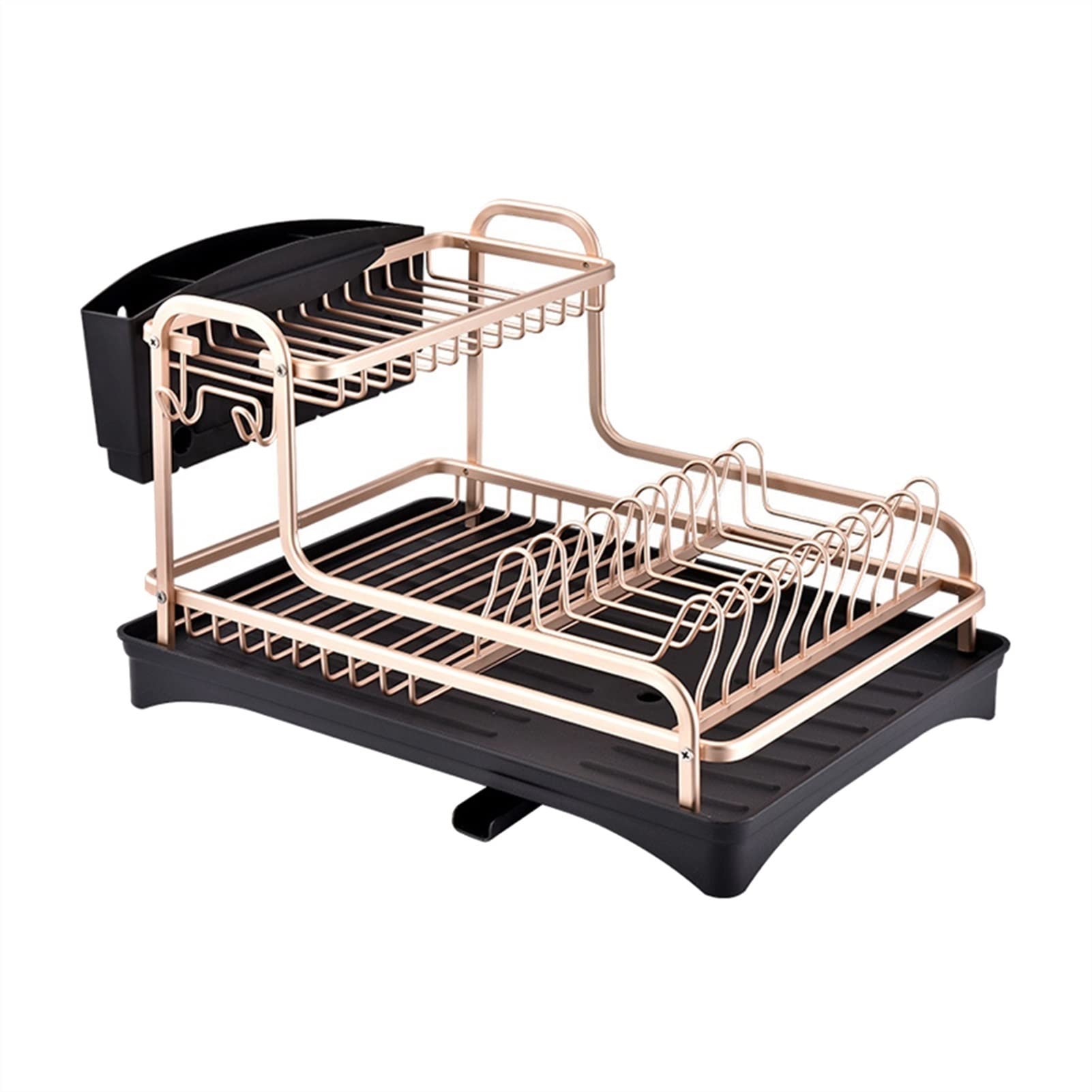 Space-Saving Aluminium Dish Drying Rack with Plate & Fork Holder - Kitchen Organizer & Drainer for Efficient Dish Storage in Small Kitchens