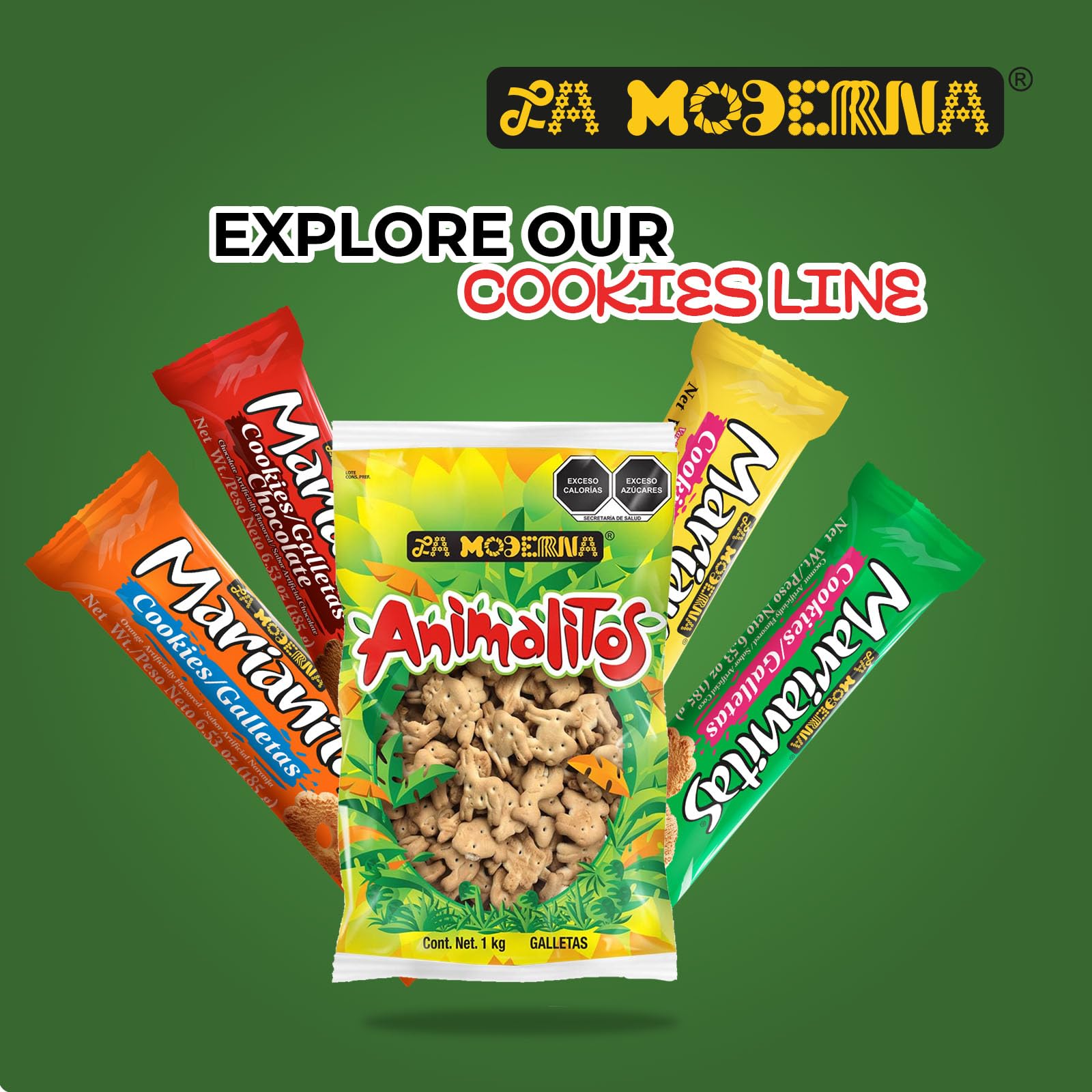 LA MODERNA Animal Crackers - Delicious Sweet Cookies, 14 oz (Pack of 20) - Perfect for Kids Snacks, School Lunches & Party Treats