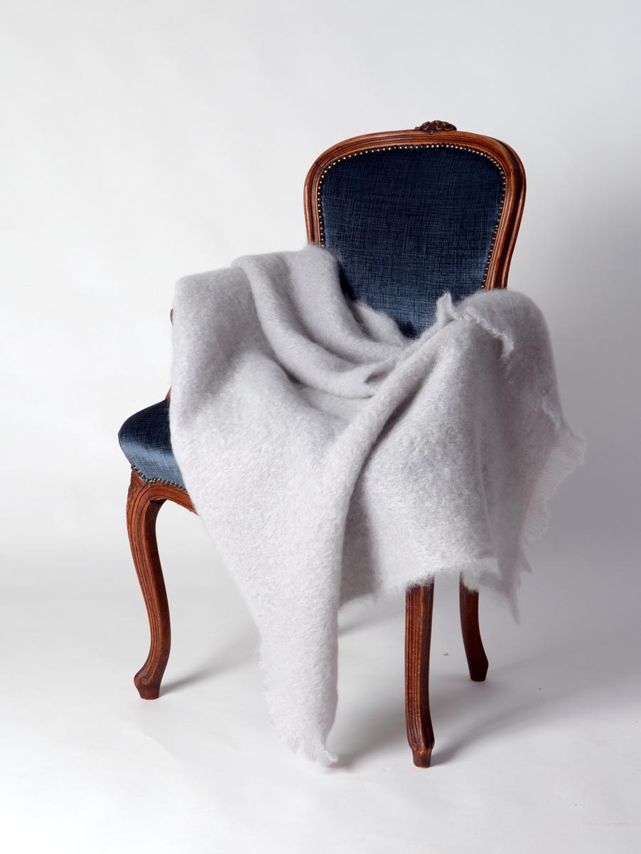 Luxury Silver Grey Mohair Chair Throw - Soft & Cozy Knit Blanket for Living Room, Bedroom, or Office - Perfect for Sofas, Armchairs, and Home Decor