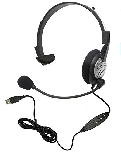 Premium Noise Cancelling USB Headset with Boom Microphone - Compatible with Dragon NaturallySpeaking 15/Home/Professional - Clear Voice Recognition for Dictation & Call Centers - Ideal for Office Work, Transcription & Remote Meetings (Single-Sided Design)