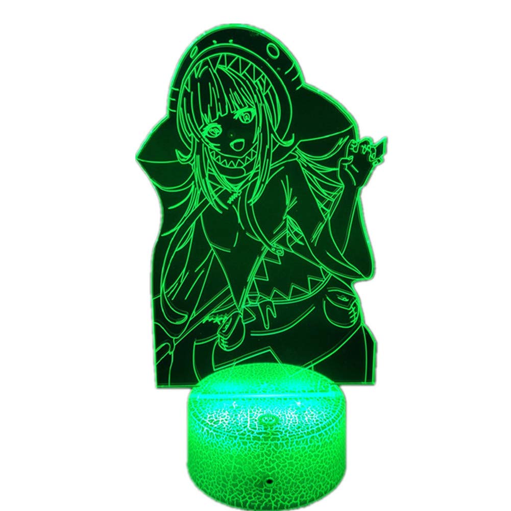 Genshin Impact LED Night Light - 7/16 Color Changing USB/Battery Powered Table Lamp with Touch Switch - Perfect for Game Room Decor & Gamer Gifts (Gawr Gura Theme) | Bedside Lighting, Anime Collection Display, Gaming Setup Accessory