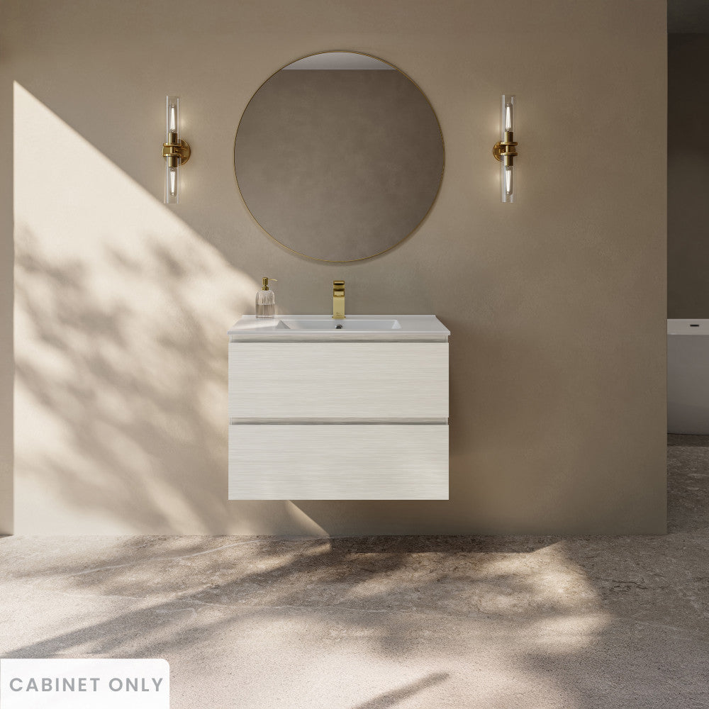 Liberte 30 Inch White Oak Wall Mounted Bathroom Vanity Cabinet Without Top - Modern Floating Vanity for Small Bathrooms & Powder Rooms