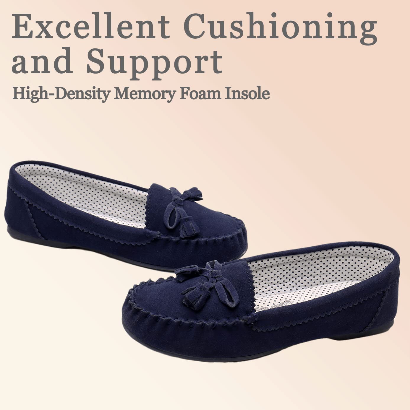Women's Comfortable Flat Moccasin Slippers - Casual Loafers for Spring & Driving - Cozy House Shoes for Relaxing at Home, Running Errands or Road Trips