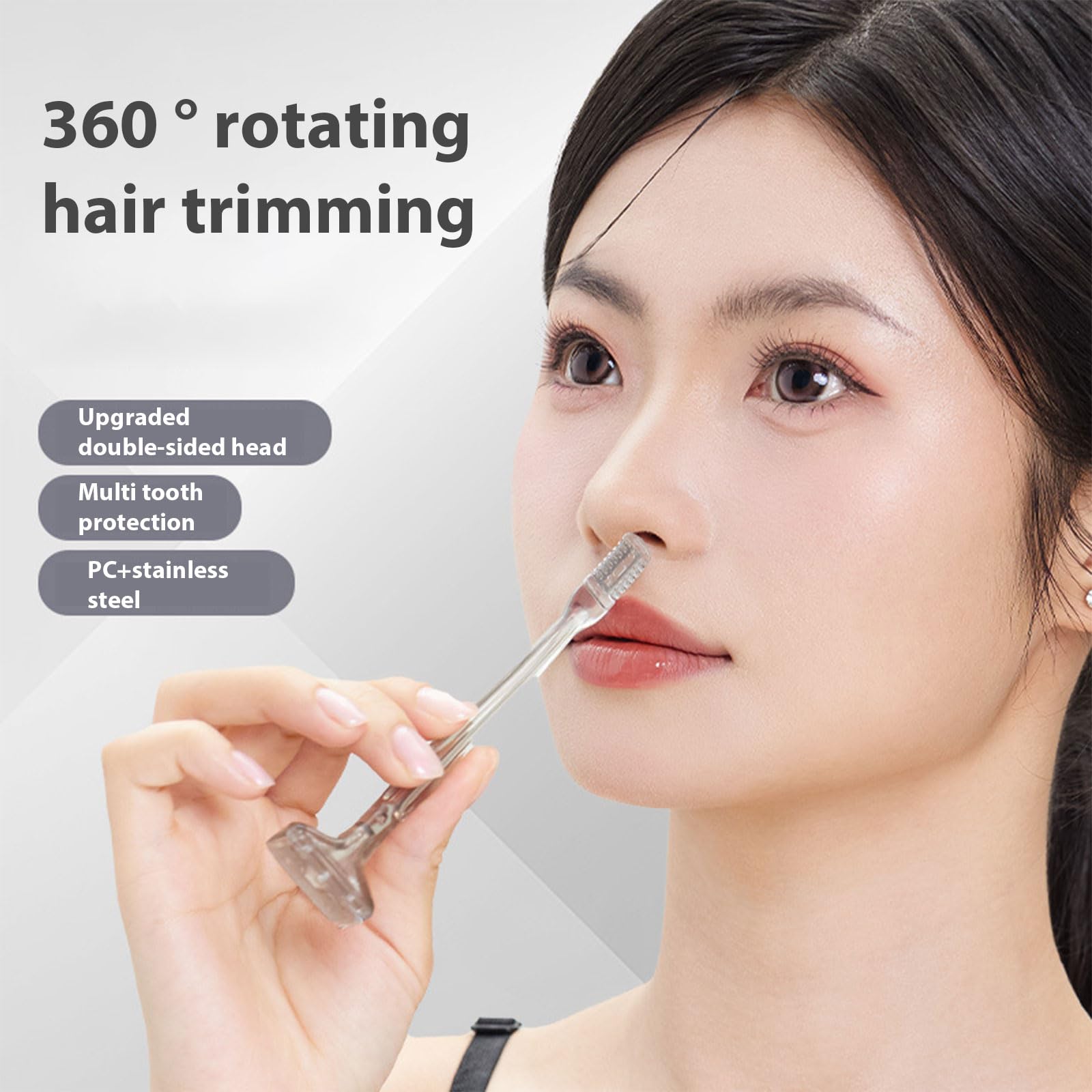 2 in 1 Double Sided Nose Hair Trimmer - Electric Rotating Nasal Hair Cutter for Men, Painless Nose Hair Remover Tool, Portable & Rechargeable for Travel, Gym, Office & Personal Grooming