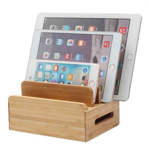 Bamboo Multi-Device Phone & Tablet Stand - Universal Charging Dock Holder for Smartphones, iPads, eReaders - Perfect for Home, Office & Car Use