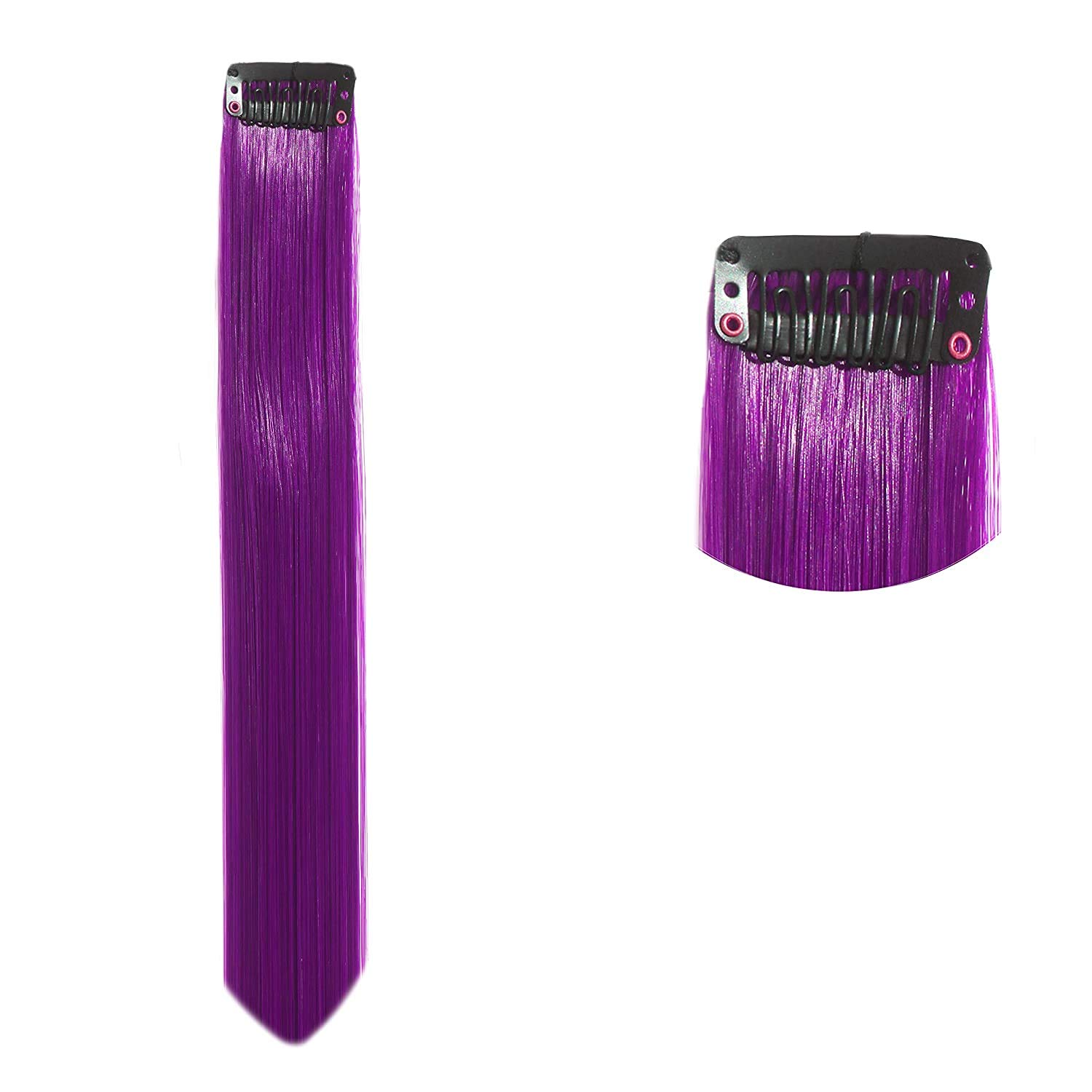 OSEN Purple Hair Extensions for Women & Girls - 6-Piece Colored Hair Streak Set for Highlighting & Styling - Perfect for Parties, Cosplay & Everyday Fashion