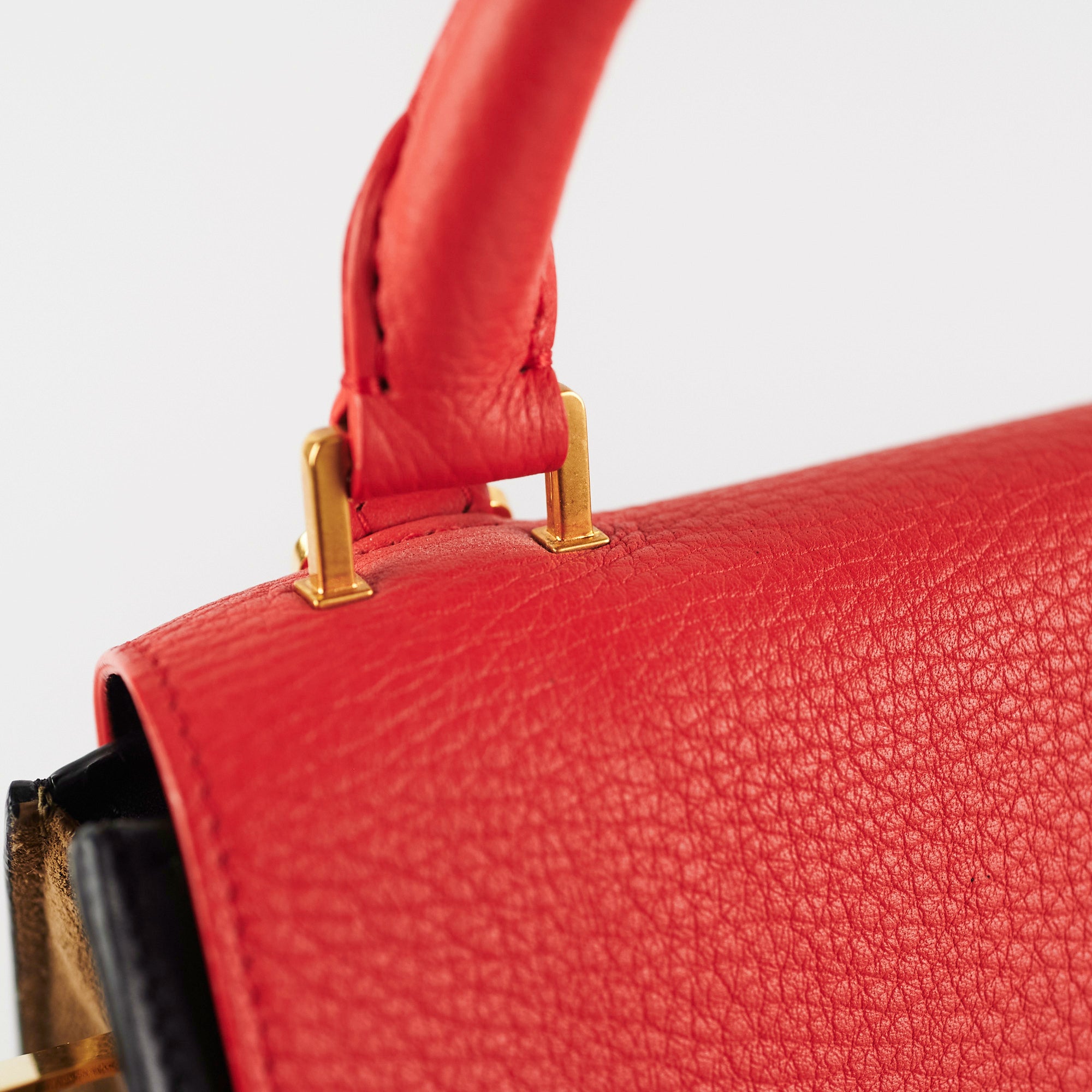 Celine Trapeze Small Handbag in Coral & Black - Elegant Crossbody Bag for Women | Perfect for Work, Travel & Evening Events