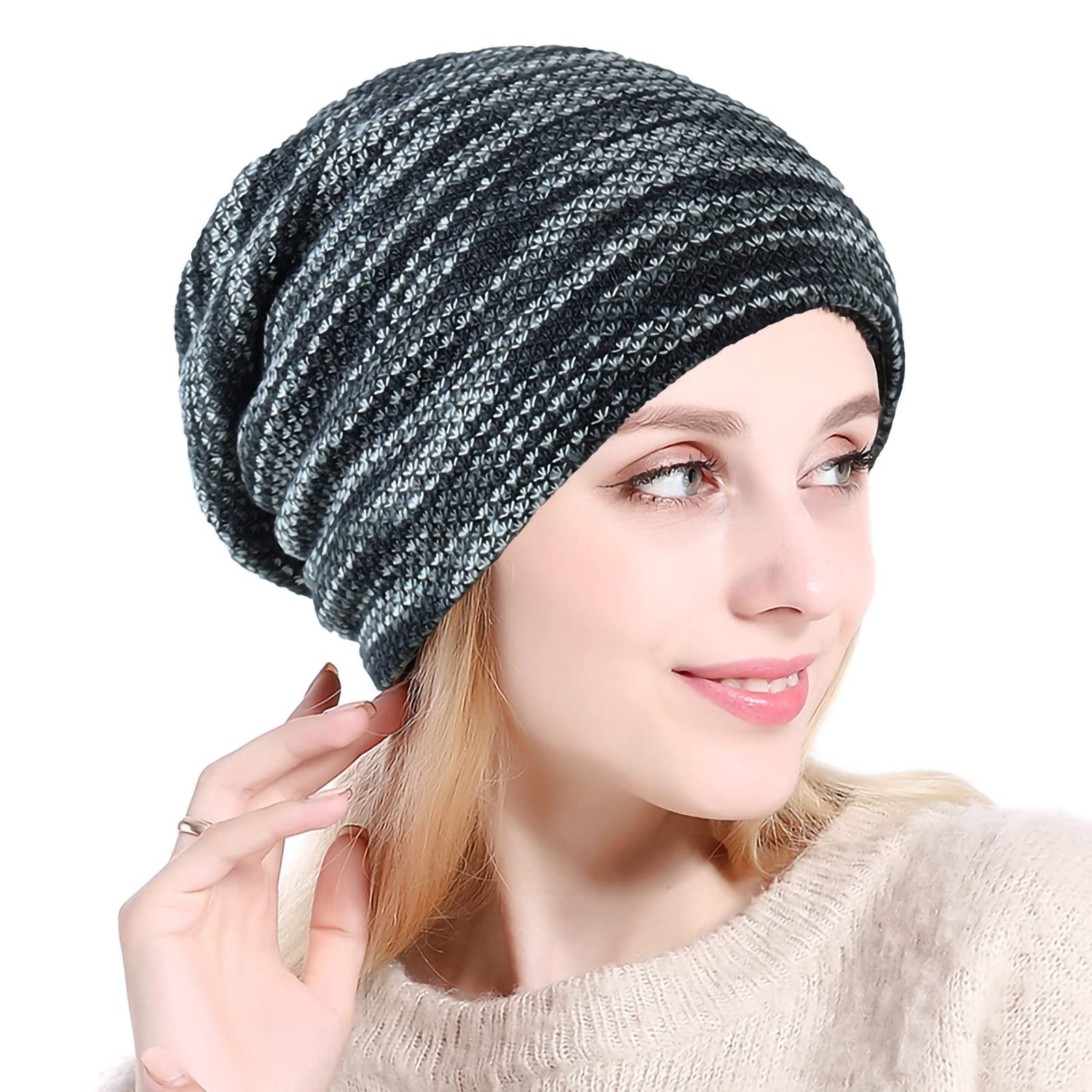 Warm Winter Knit Beanie Hat for Men & Women - Stretchy Soft Fleece Lined Skull Cap, Slouchy Unisex Hat for Cold Weather, Outdoor Activities, Fishing, and Casual Wear