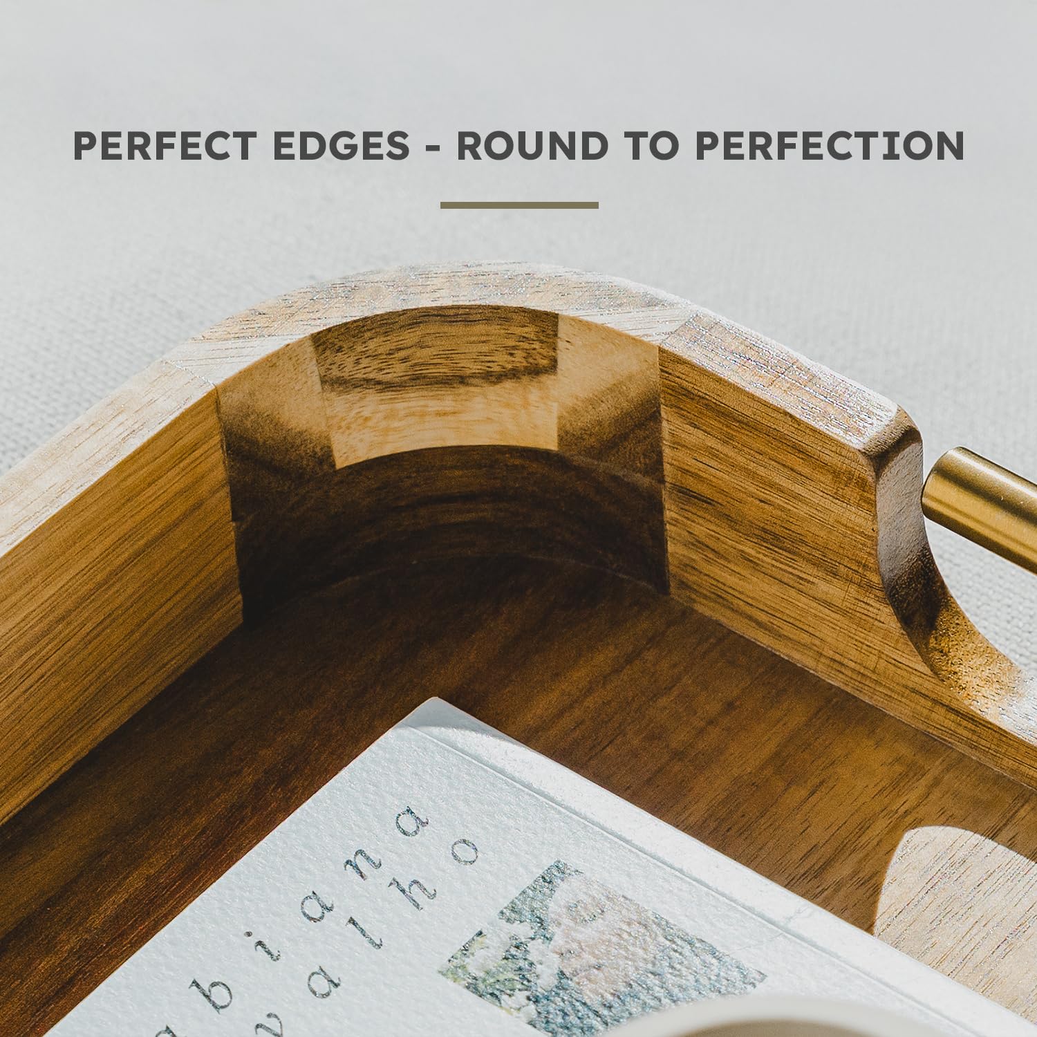 17x13 Inch Acacia Wood Ottoman Tray with Handles - Decorative Serving Tray for Coffee Table, Breakfast in Bed & Ottoman - Non-Slip Wooden Tray with Anti-Skid Pads - Perfect for Living Room, Bedroom & Home Decor