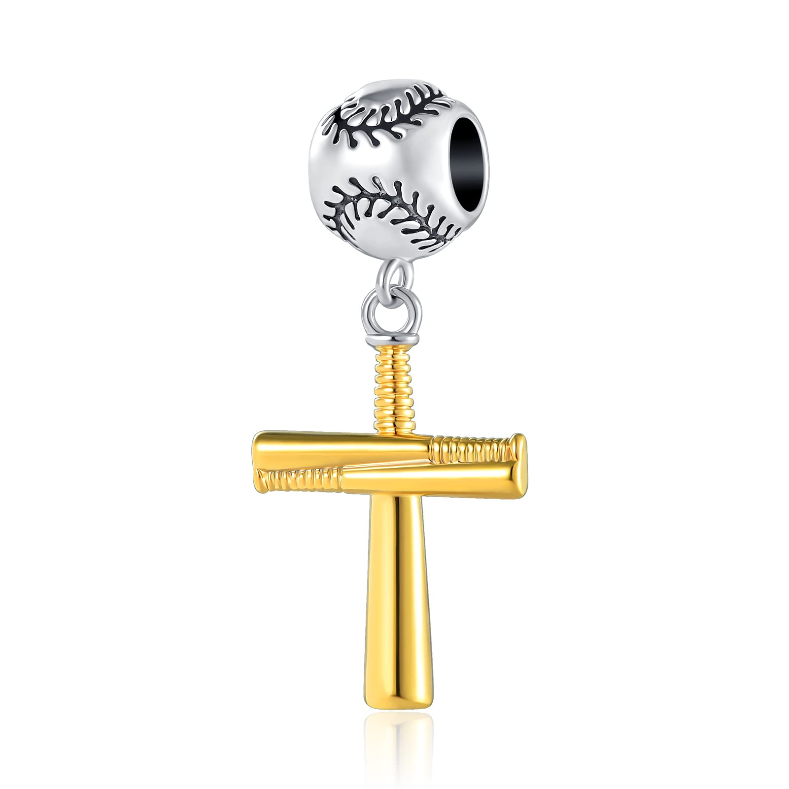 Outstanding I Love Sports Baseball & Tennis Gold Cross Charm Dangle Bead Bracelet for Women - Perfect for Game Day, Workout & Casual Wear