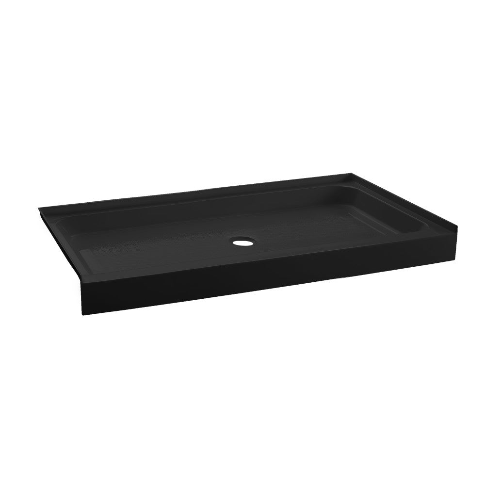 Voltaire 60 x 32 Inch Acrylic Shower Base with Center Drain - Single Threshold, Black - Perfect for Modern Bathroom Renovations & Space-Saving Installations