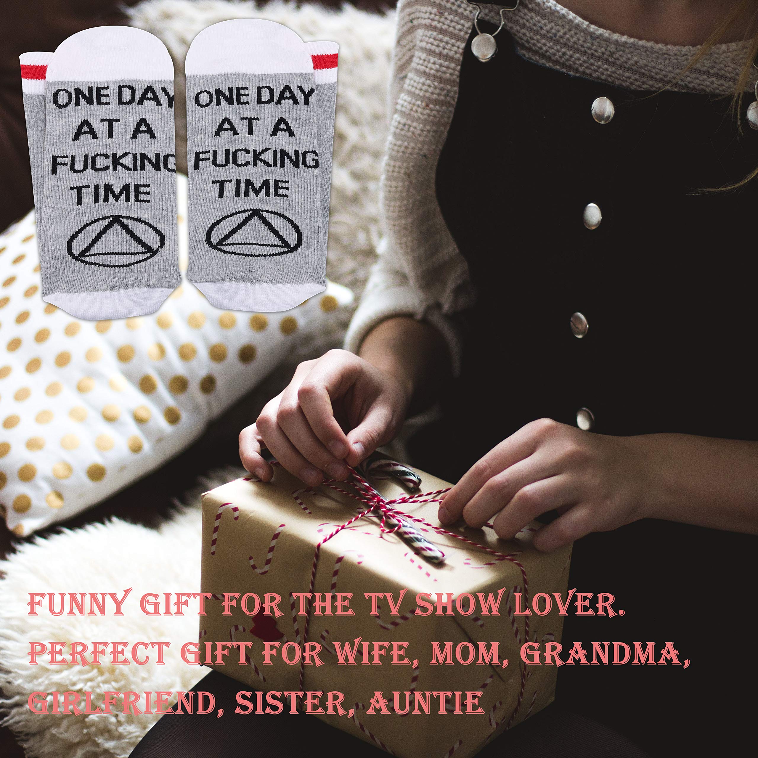Addiction Recovery Gift Socks - Inspirational AA & NA Sobriety Present with 'One Day at a Time' Message - Perfect for 12-Step Meetings, Sober Anniversaries & Encouragement Gifts