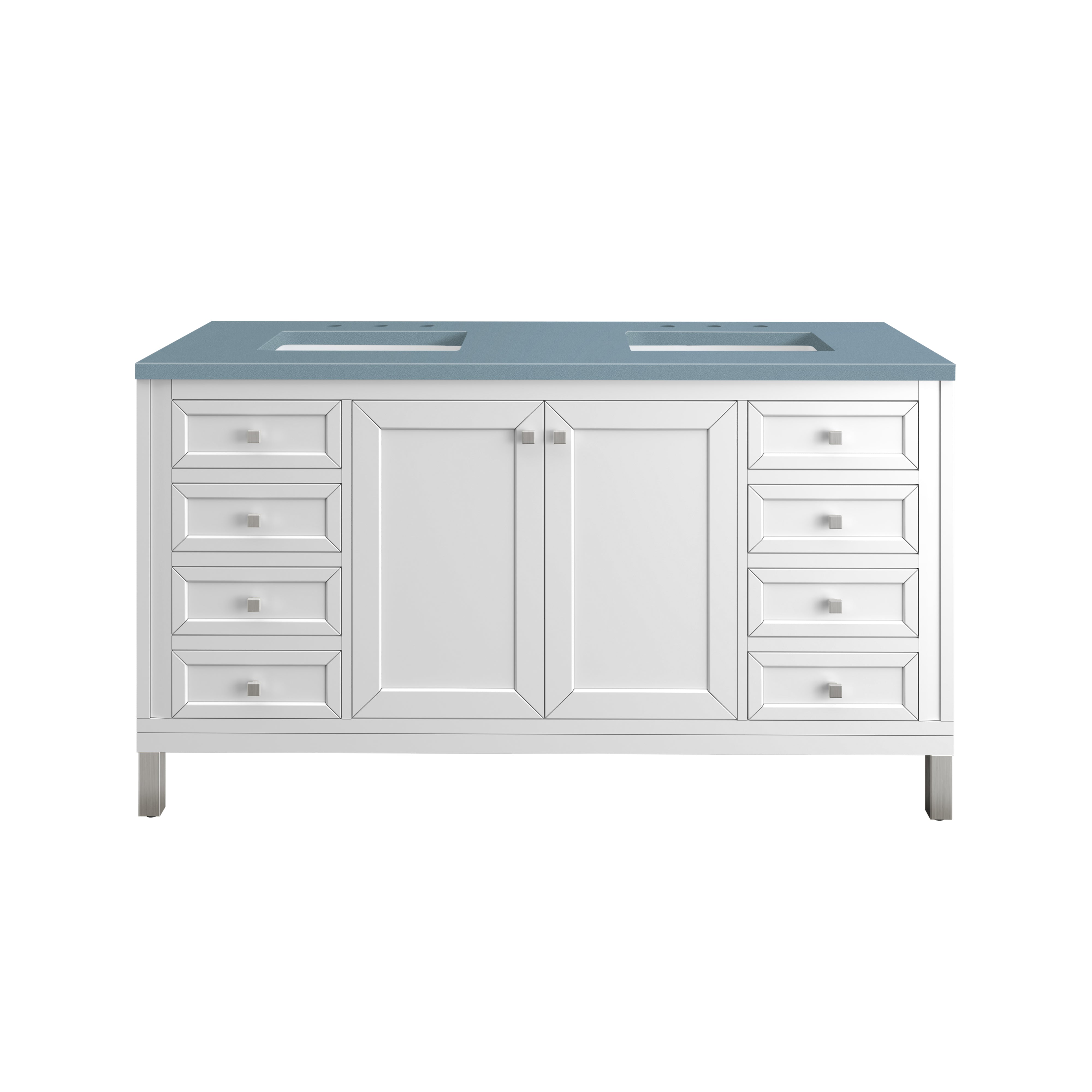Chicago Knobs and Legs Set for V60 in Brushed Nickel - Premium Cabinet Hardware for Kitchen & Bathroom Renovation