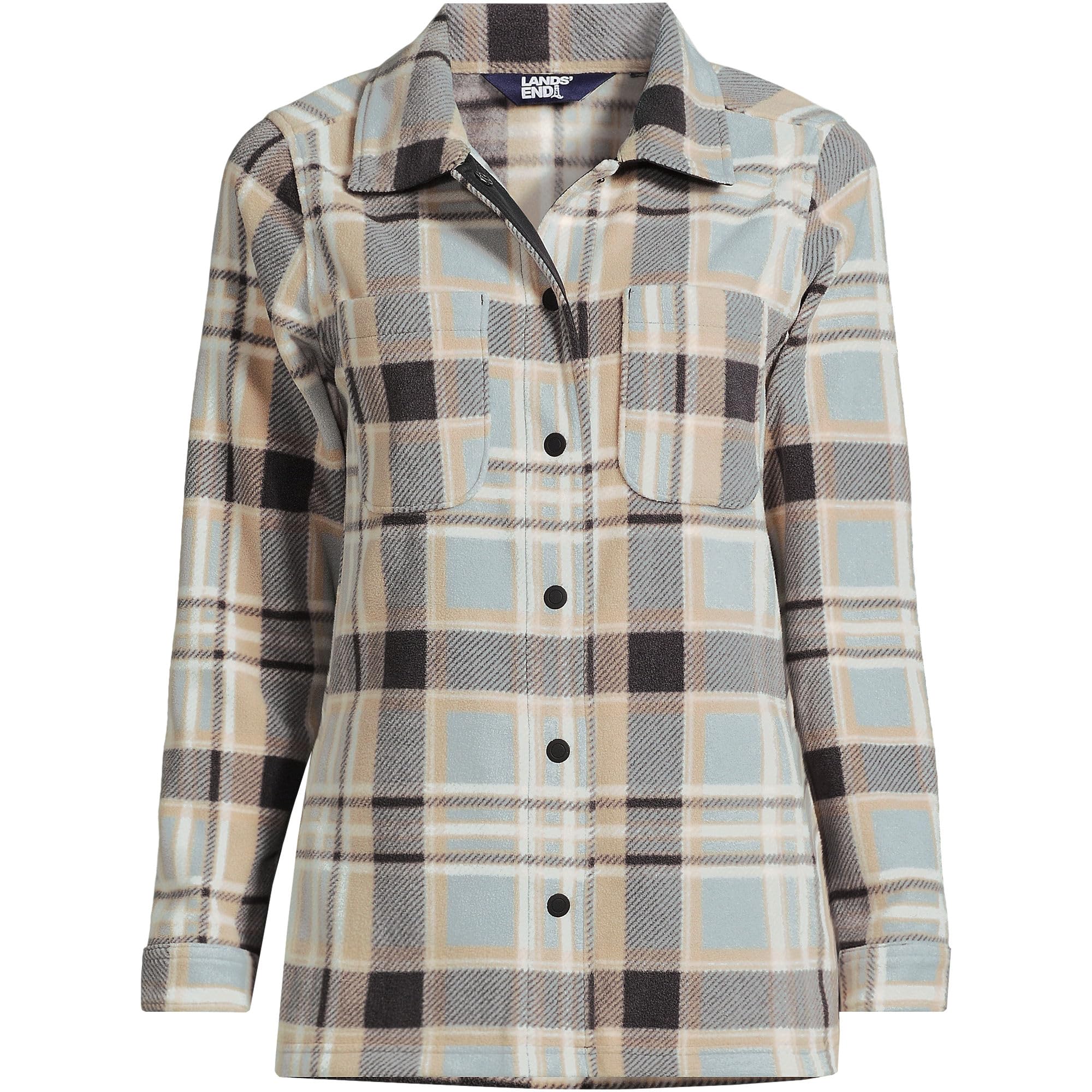 Lands' End Women's Anyweather Fleece Shirt Jacket - Lightweight Warm Fleece Lined Shirt for Outdoor Hiking, Camping & Casual Wear