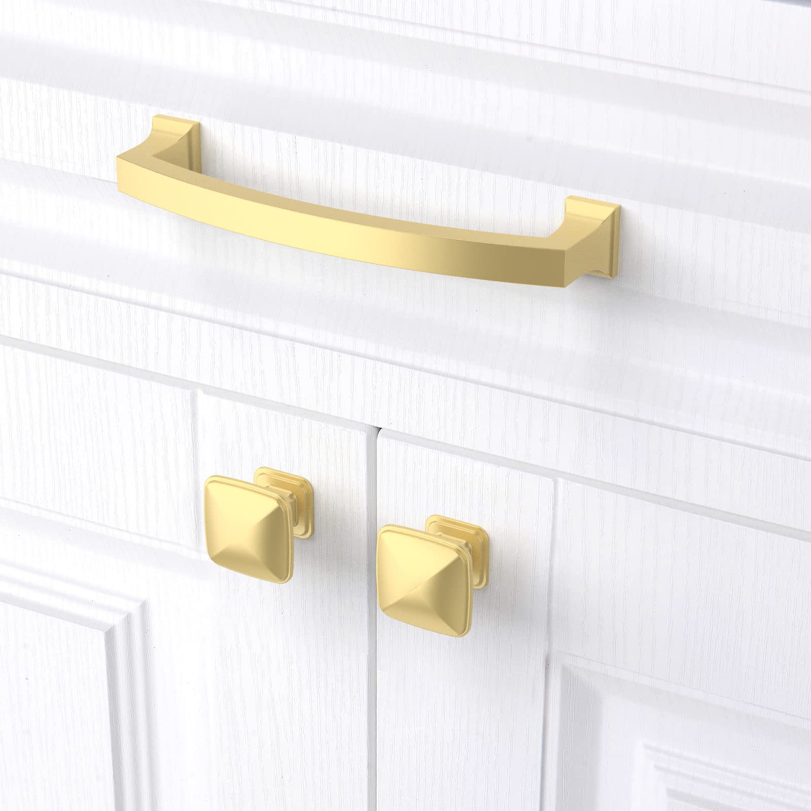 10 Pack 5 Inch (128mm) Brushed Gold Cabinet Handles - Premium Kitchen Cabinet Pulls & Drawer Hardware for Cupboard, Wardrobe, Dresser - Perfect for Home Renovation & Furniture Upgrade
