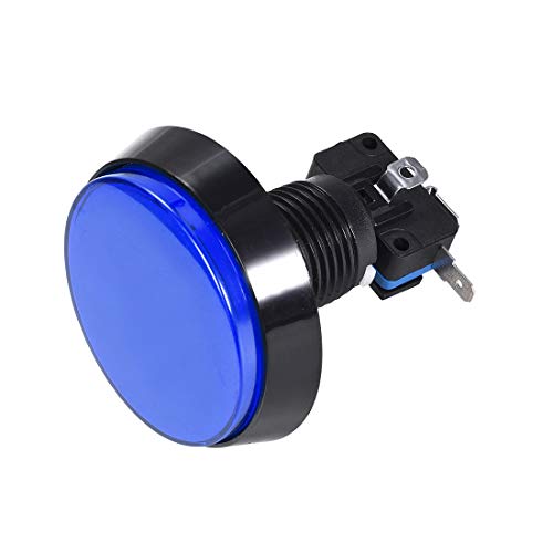 60mm Round 12V LED Illuminated Arcade Push Button Switch with Micro Switch - Blue (1pc) for Video Games, DIY Cocktail Cabinets & Home Arcade Setup