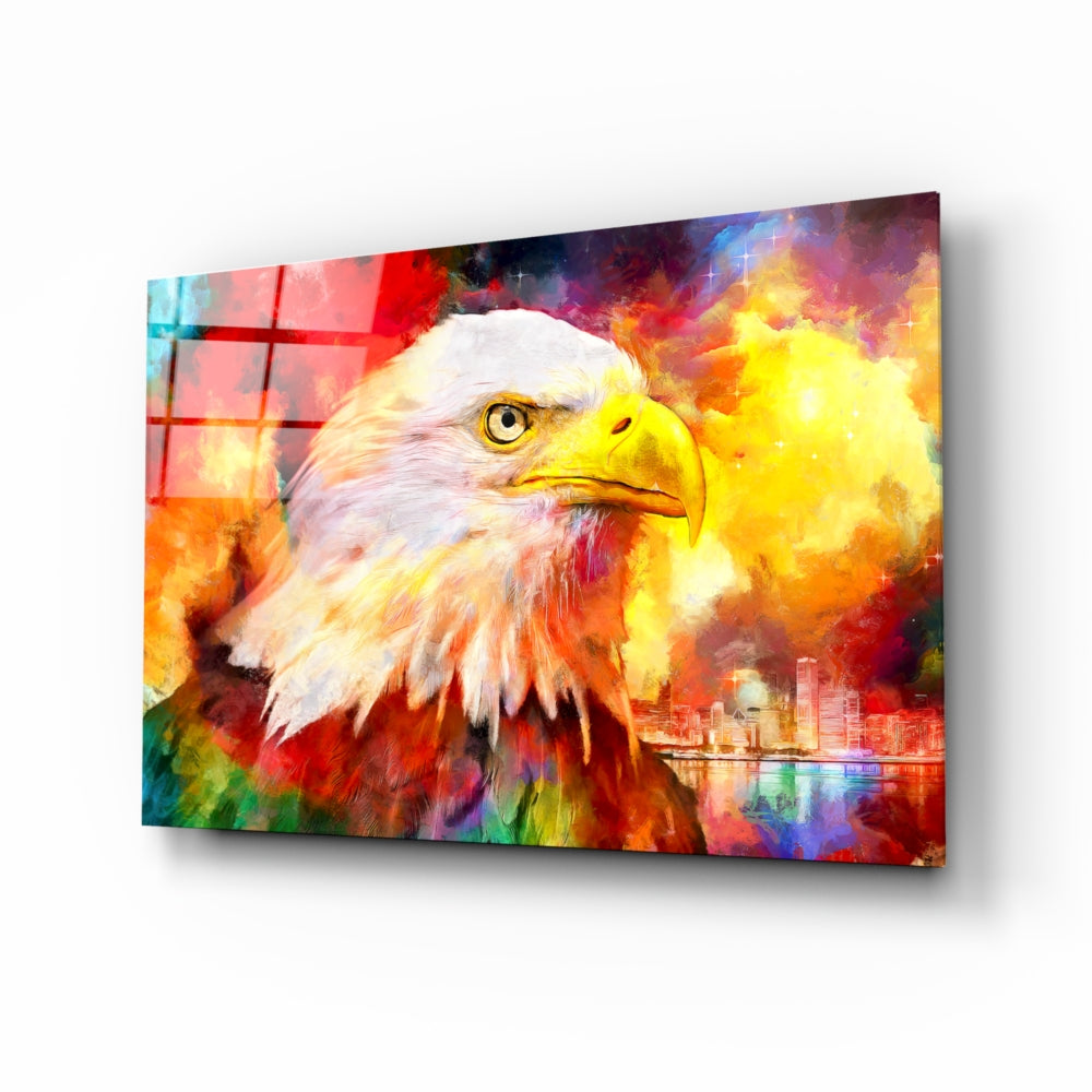 Vibrant Eagle Glass Print Wall Art Decor - Modern Home & Office Wall Decor for Living Room, Bedroom, or Office Spaces