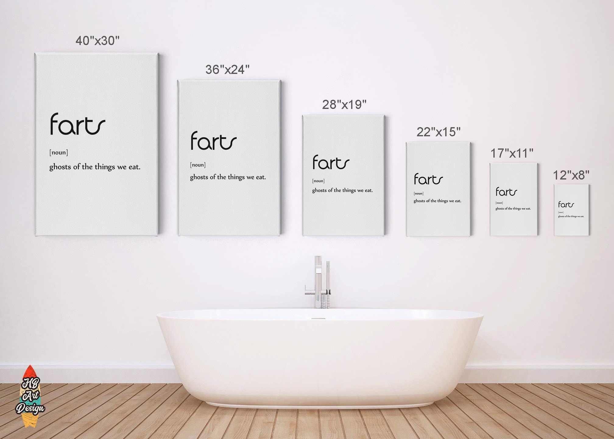Funny Fart Definition Canvas Print - Farmhouse Bathroom Wall Art Decor with Ready to Hang 36x24 Inches | Unique Toilet Sign & Gift for Bathroom, Home, Office Humor