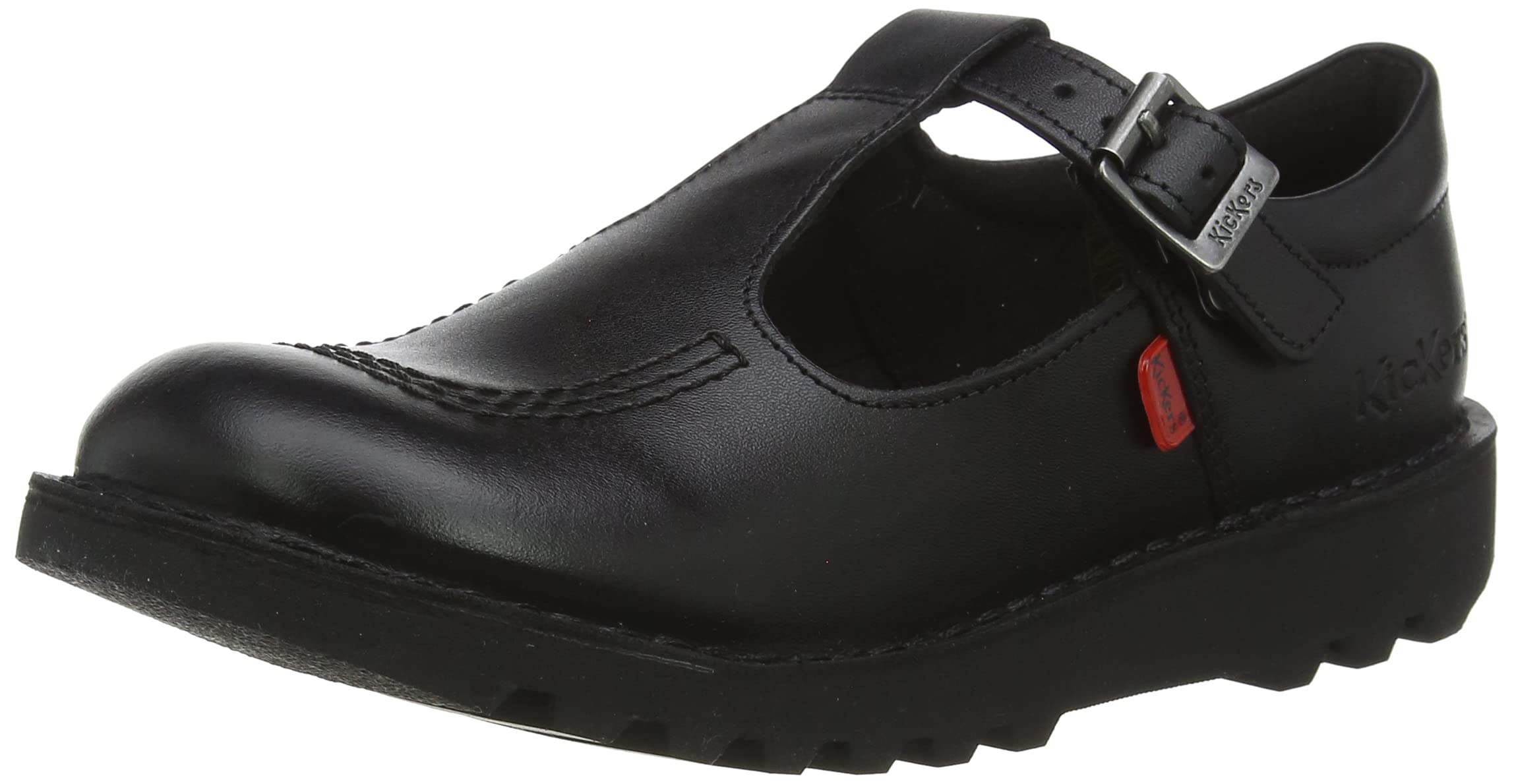 Kickers Girl's Kick T Junior School Shoes - Comfortable & Stylish Black Leather Shoes for Girls, Perfect for School, Play & Everyday Wear
