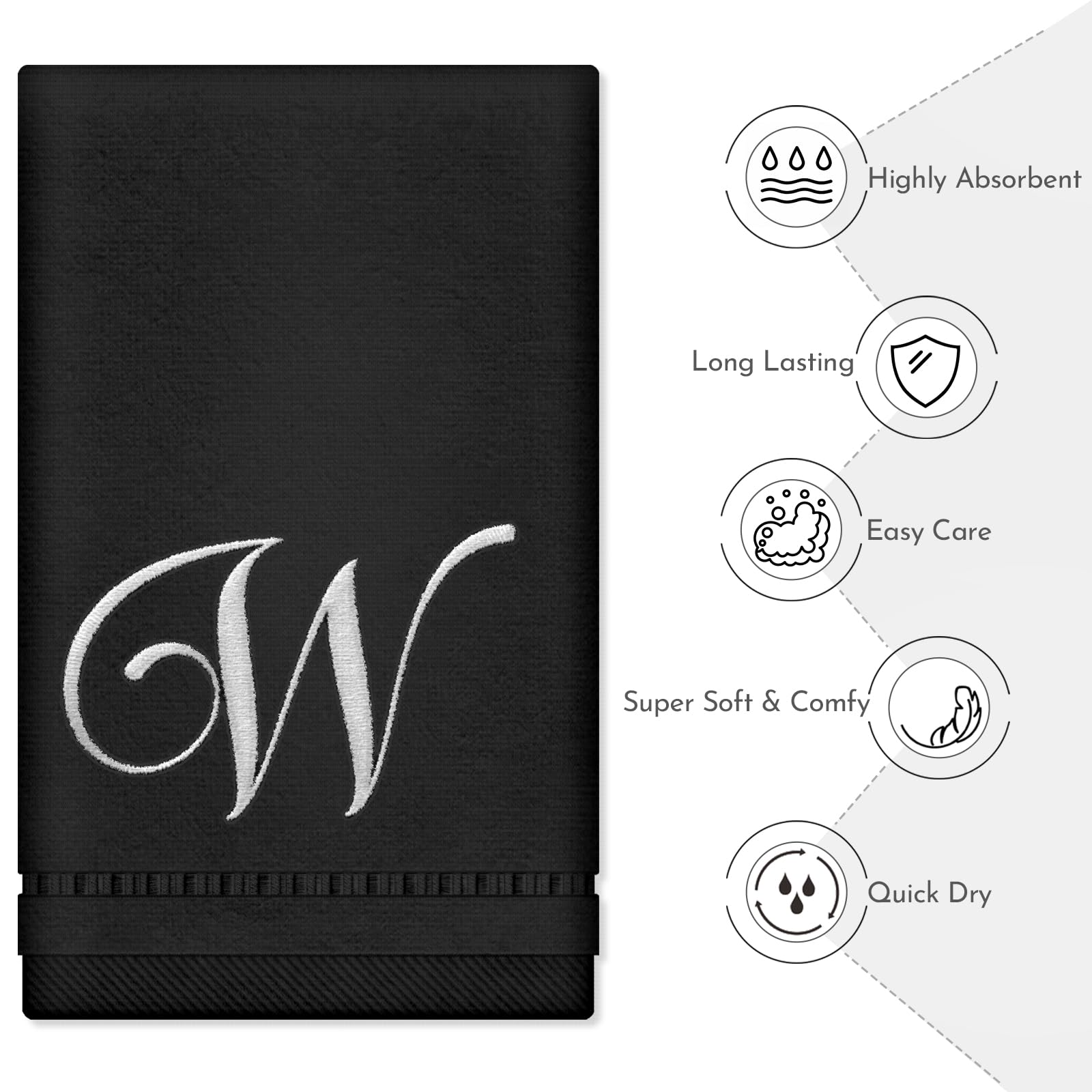 Personalized Monogrammed Hand Towels Set - 100% Cotton Embroidered Bathroom Towels (11