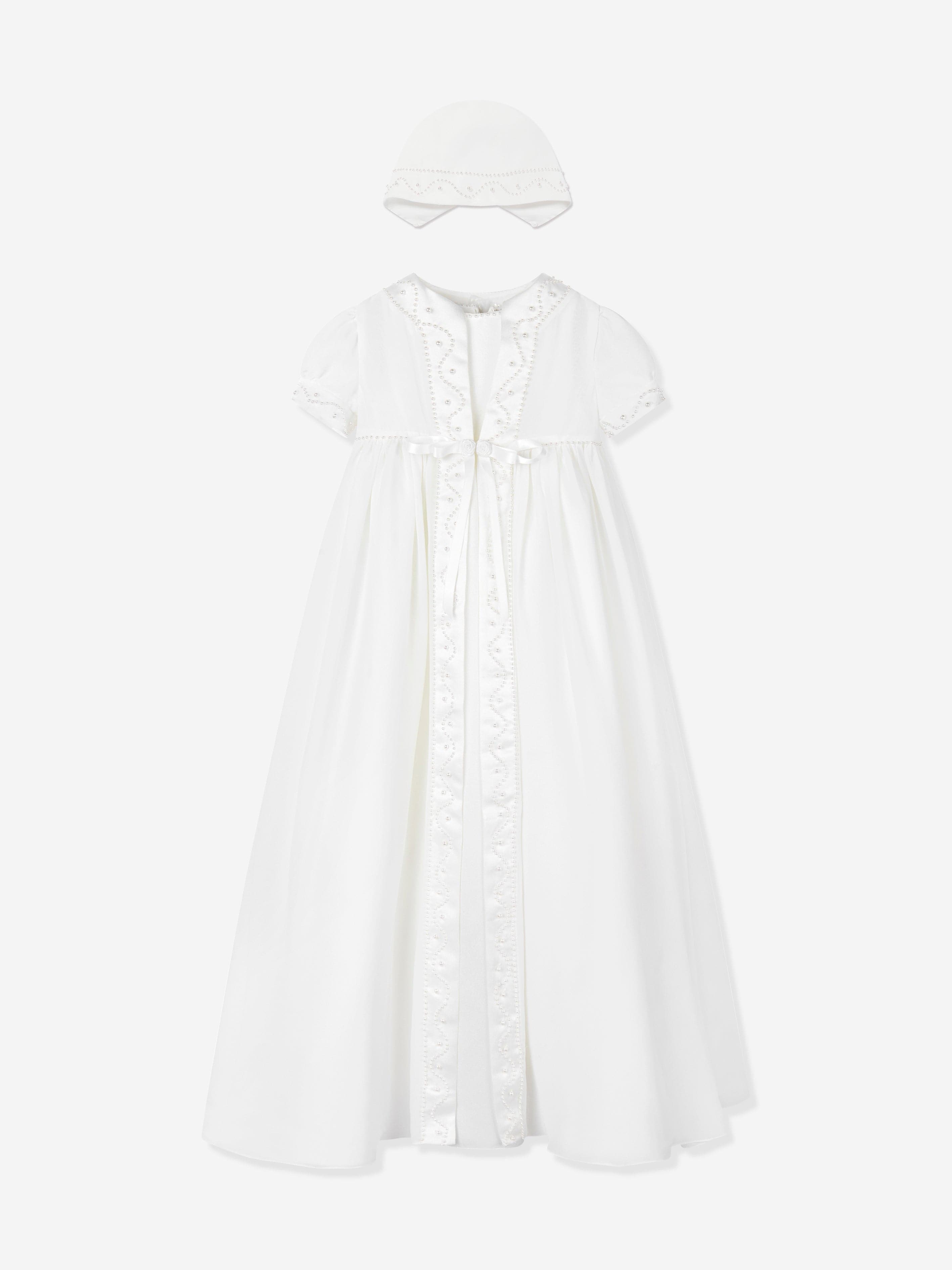 Ivory Christening Gown Set for Baby Girls - Elegant Baptism Dress, Coat & Bonnet - Perfect for Christenings, First Communion & Special Occasions