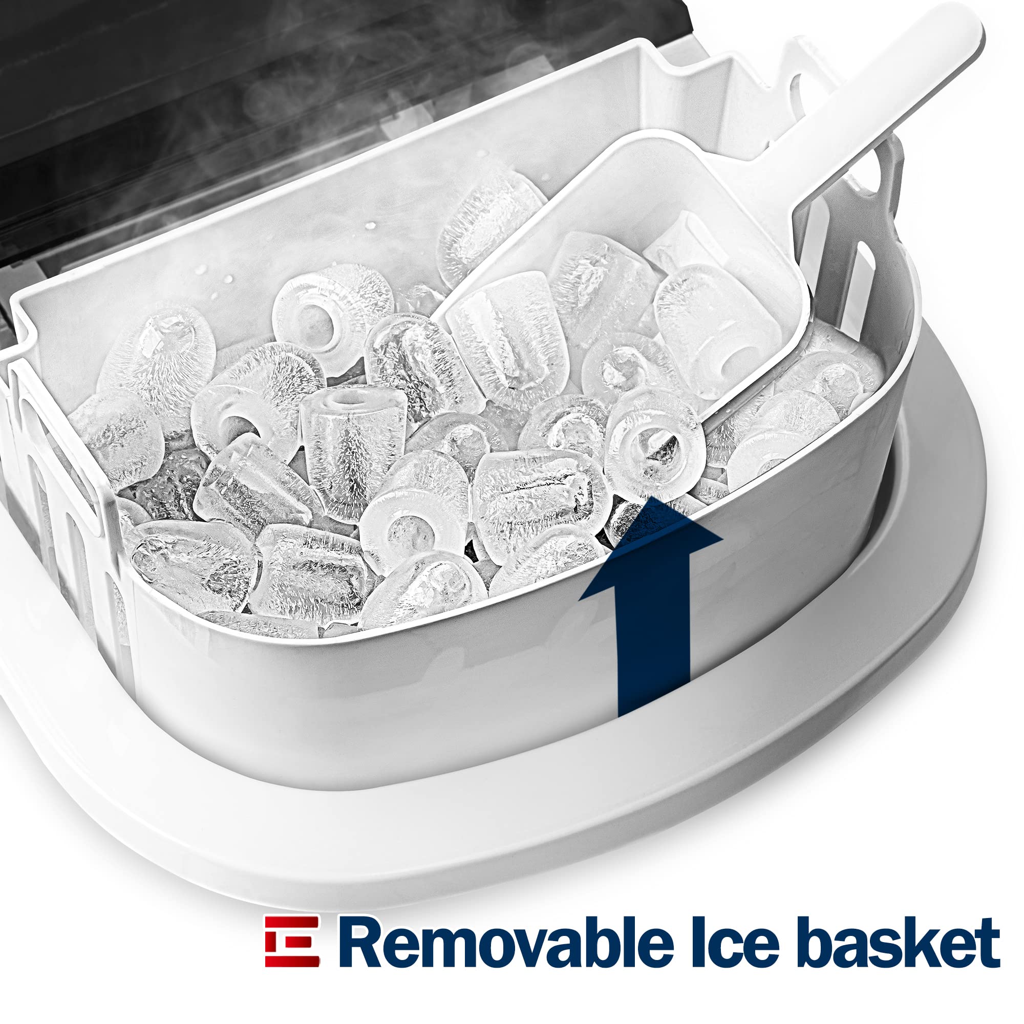 Euhomy Portable Countertop Ice Maker Machine - 26 lbs Daily, 9 Cubes in 6 Minutes - Self-Cleaning Compact Electric Ice Maker with Ice Scoop & Basket - Perfect for Home, Kitchen, Office, RV, Parties & Outdoor Use (Black)