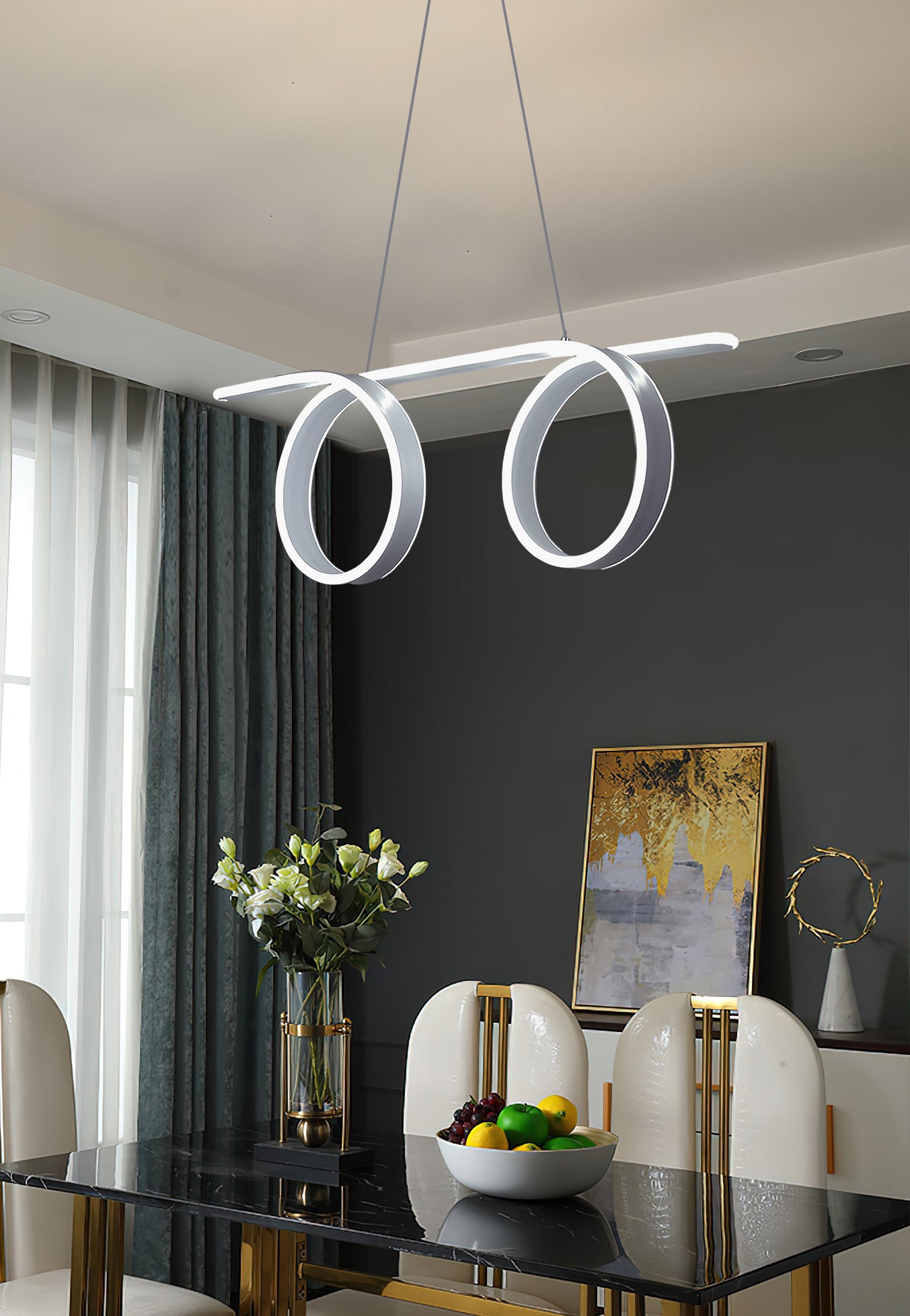 Modern Hanging LED Pendant Light - Dimmable Ceiling Fixture for Kitchen Island, Dining Room & Bedroom Decor | Energy Efficient Lighting Solution