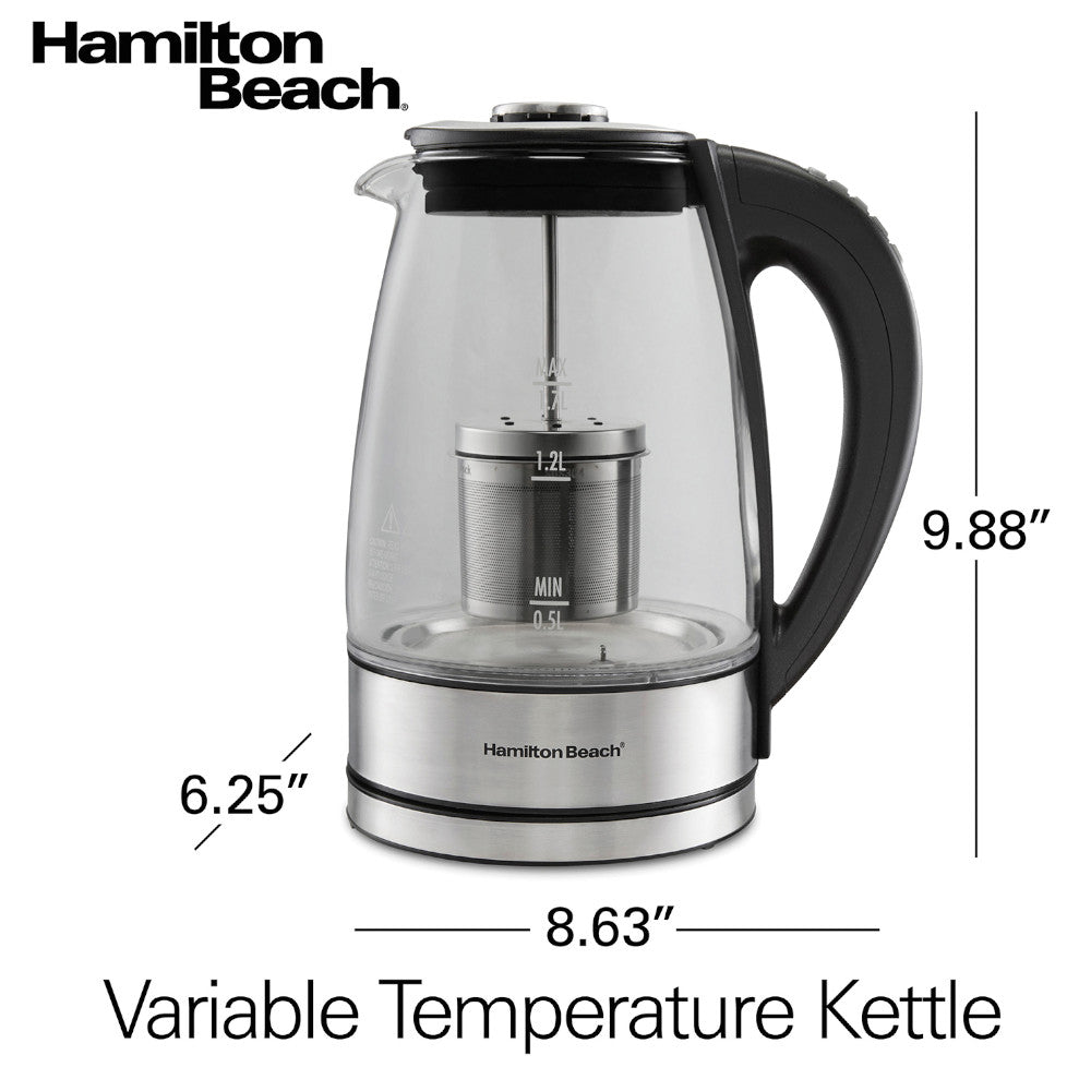 Best Hamilton Beach 1.7L Variable Temperature Electric Kettle with Removable Tea Infuser - Perfect for Home, Office & Tea Lovers (Model 40942C)